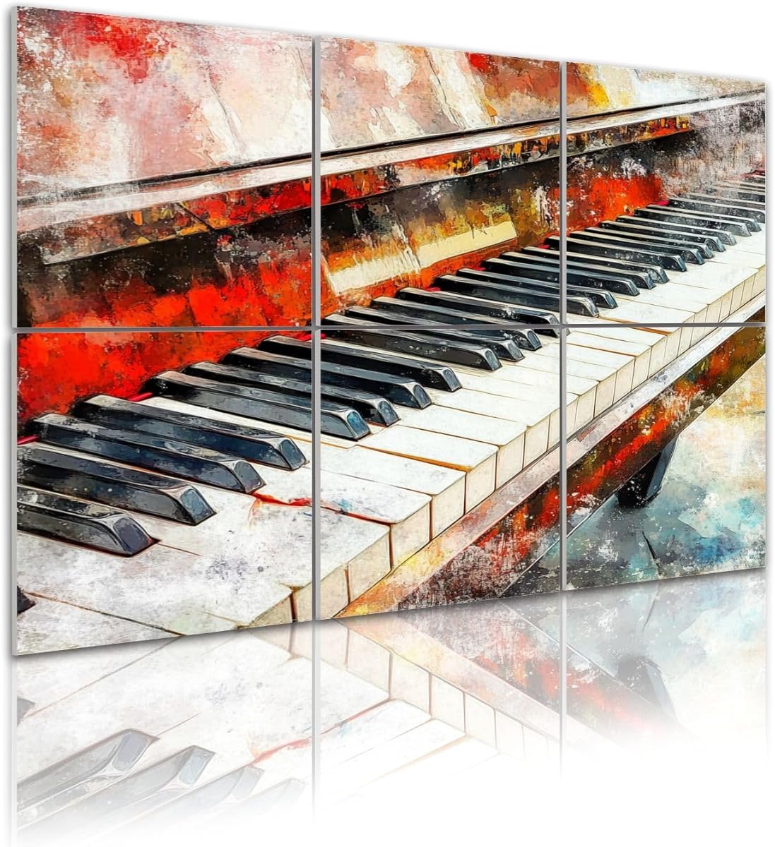 6 Pack Art Acoustic Panels Abstract colorful piano keyboard watercolor Sound Absorbing Panel 48