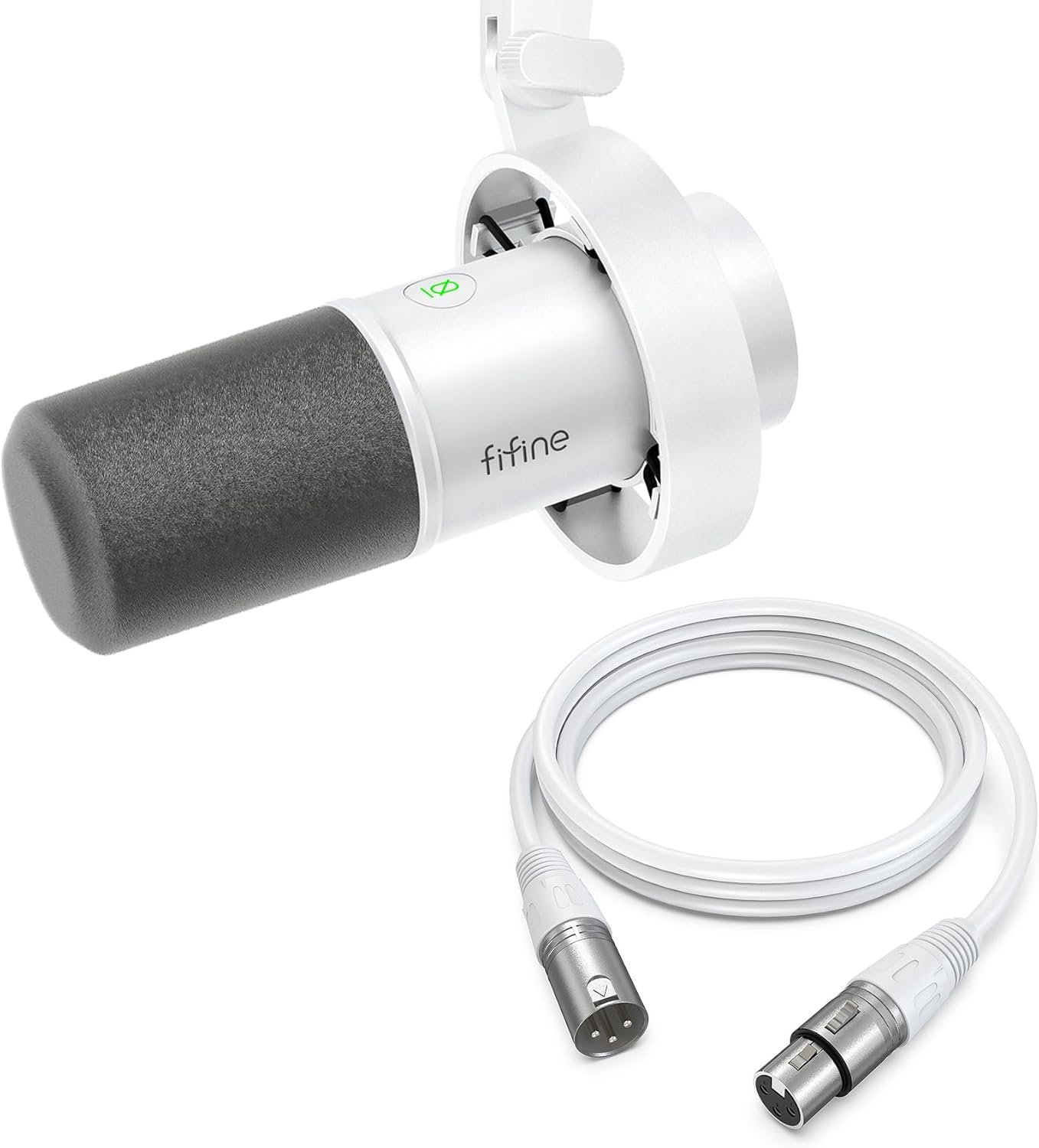 FIFINE Recording Dynamic Microphone with XLR Cable Set, USB Computer Microphone with Volume Control, 3.5mm Headphone Jack and 10ft Microphone Cable for Podcasting,Vocal,Streaming- K688W+L9W
