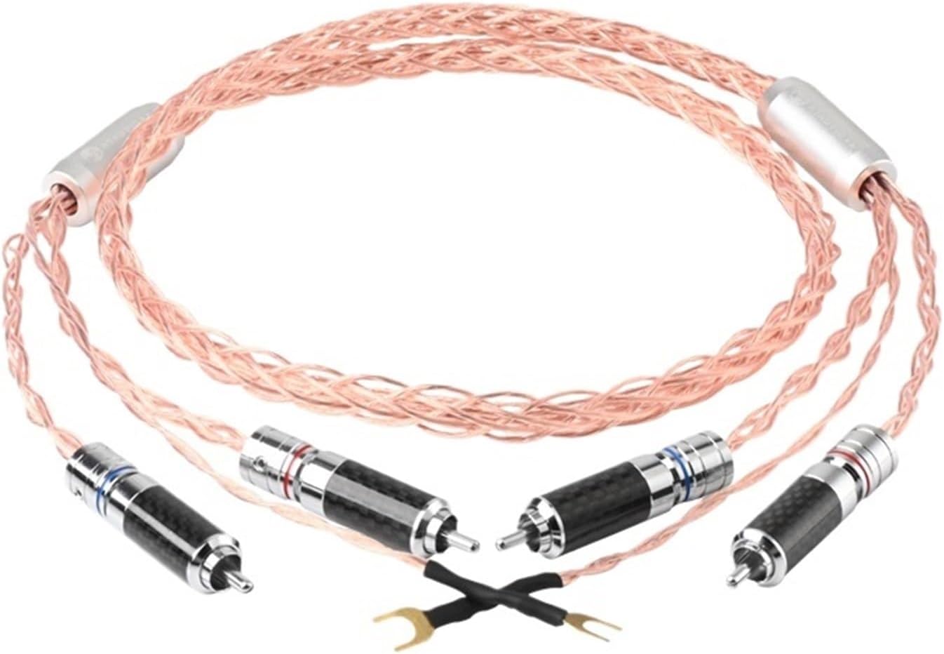 Hi-end Audio RCA Cable with Grounding Wire LP Vinyl Record Player Cable 7N OCC Core Amplifier Phono Turntable Cable(1.5m)