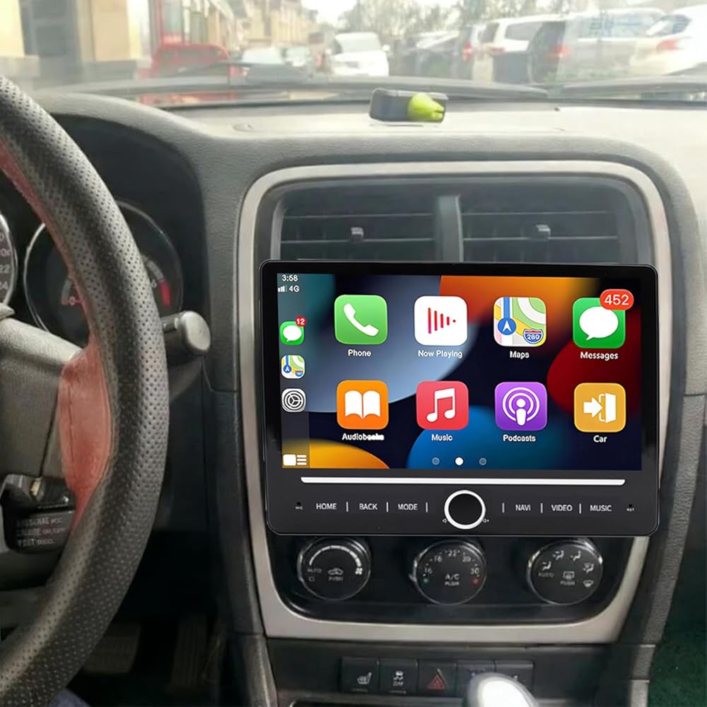 PHEZEN 10 inch Touchscreen Car Stereo Fit for Dodge Caliber 2009-2012, Android 14 Double Din Car Radio with Carplay & Android Auto in-Dash Navigation BT Mirror Link WiFi Backup Camera 4+64G