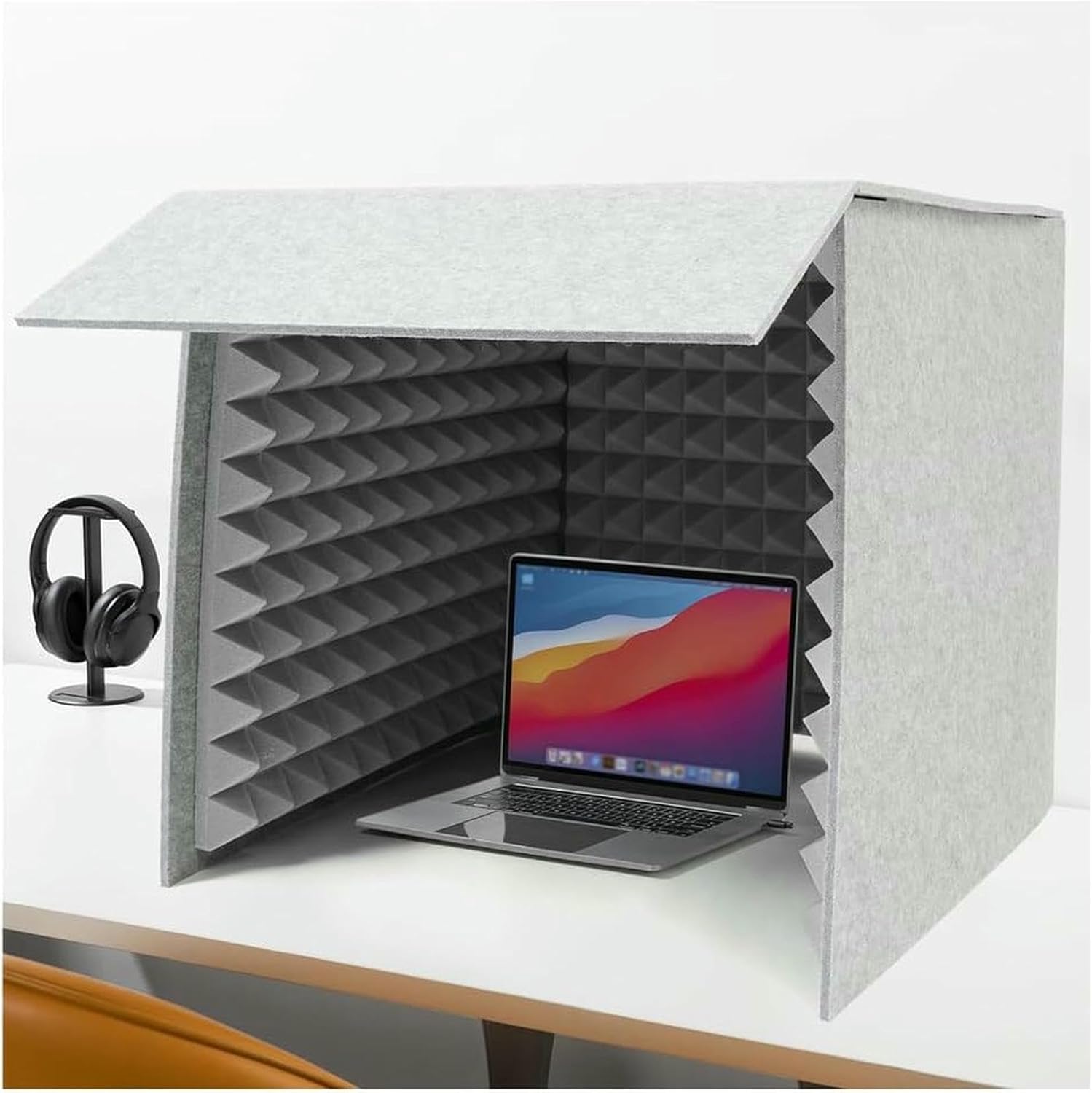 Soundproof Booth, Square Vocal Absorbing Shield, Desktop Microphone Isolation Box, Portable Recording Studio for Podcasts Singing Broadcasting