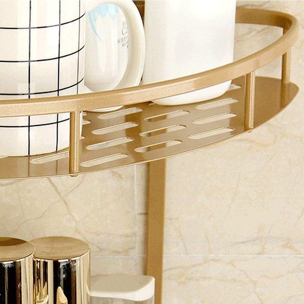 Exquisite Bathroom Shelves Corner Shelf for Shower Wall Mount, 2 Tiers Shower Caddy Corner Shelf Organizer with Hooks, No Drilling Bathroom Bathtub Shower Caddy Holder Corner Rack Stainless SteelGold