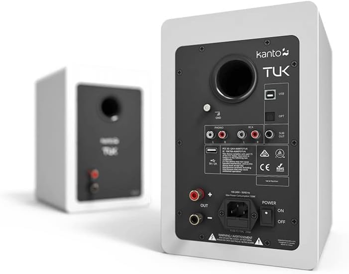 Kanto TUK Powered Speaker with Headphone Out | Built-in USB DAC | Dedicated RCA with Phono Pre-amp | Bluetooth | AMT Tweeter | 5.25