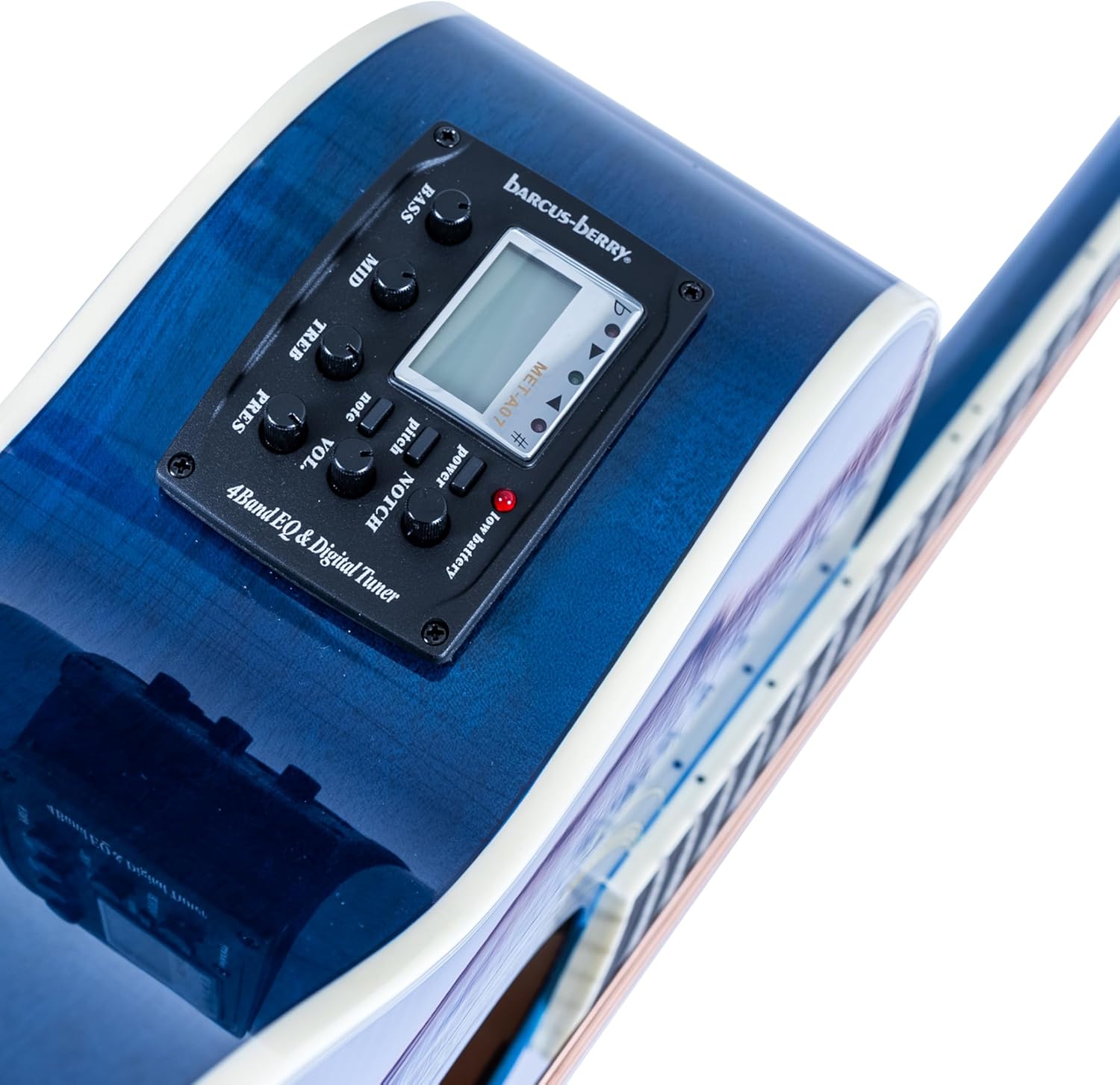 Washburn EA15 Festival Series Mini Jumbo Cutaway Acoustic Electric Guitar, Transparent Blue