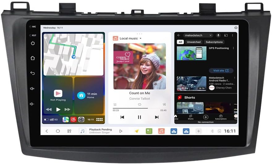 DUDUAUTO DUDU7 Car Stereo Radio for Mazda 3 2010-2012 with Carplay & Android Auto 9.5 Inch 2000x1200 2K QLED Touch Screen Head Unit with Bluetooth GPS DSP AM/FM Radio 12G RAM+256G ROM