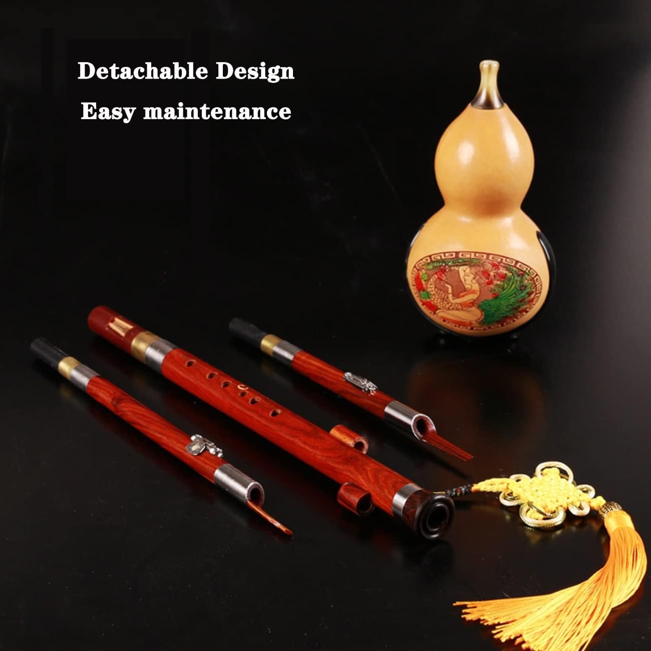 Children's Gift Flute Musical Instrument Professional Learning Hulusi Woodwind Playing C Flat B Calabash Flute Send Box (Color : Brown, Size : C-Key)