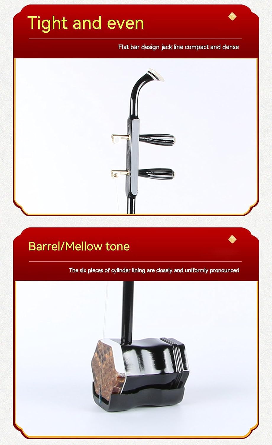 Chinese Erhu Instrument For Beginner Entry Level,Erhu Chinese 2-string Violin Fiddle Musical Instrument 32 inches (Color wood)