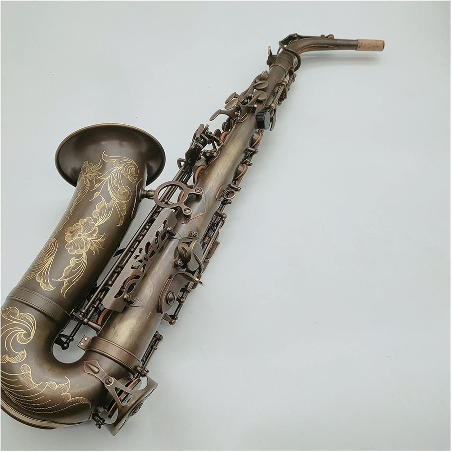 Alto Saxophone E Flat Antique Copper Woodwind Instrument with Case Mouthpiece Student Saxophone (Color : Light Grey)