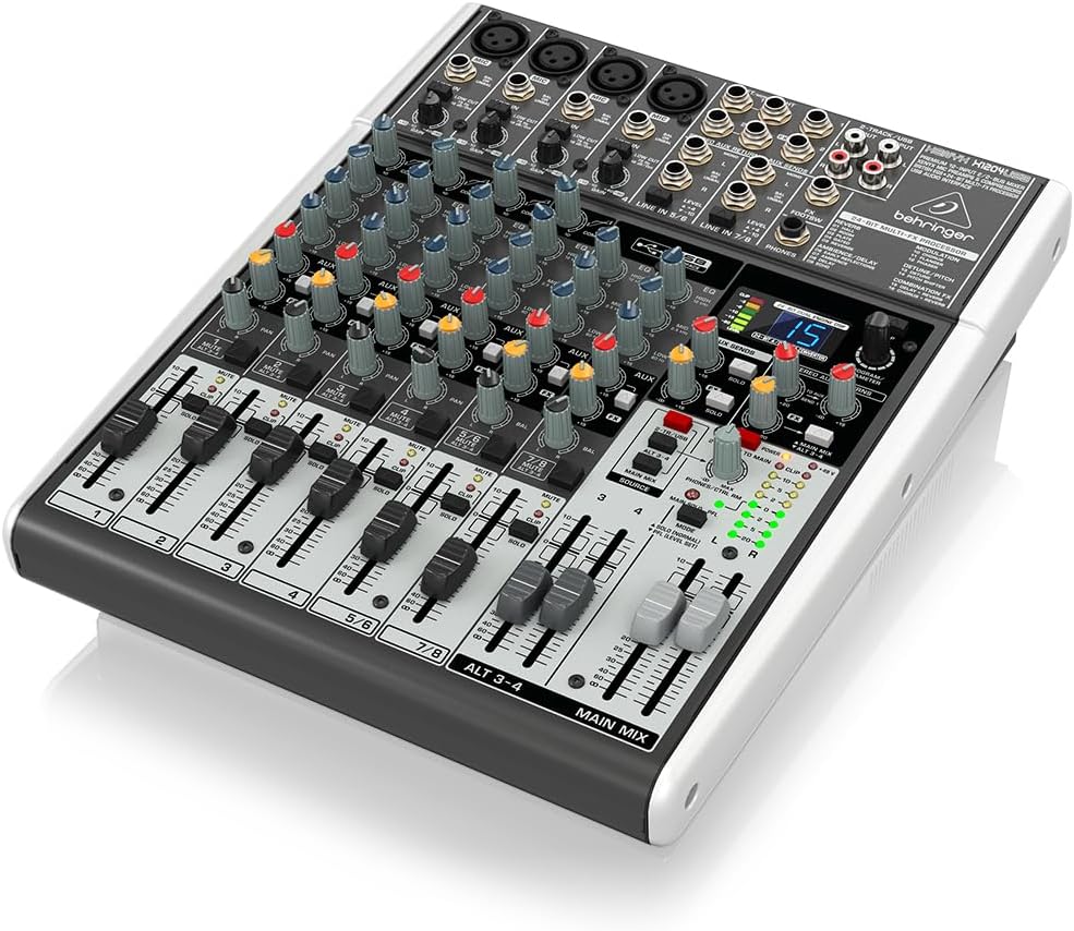 Behringer XENYX X1204USB Premium 12-Input 2/2-Bus Mixer with XENYX Mic Preamps and Compressors, British EQ, 24-Bit Multi-FX Processor and USB/Audio Interface
