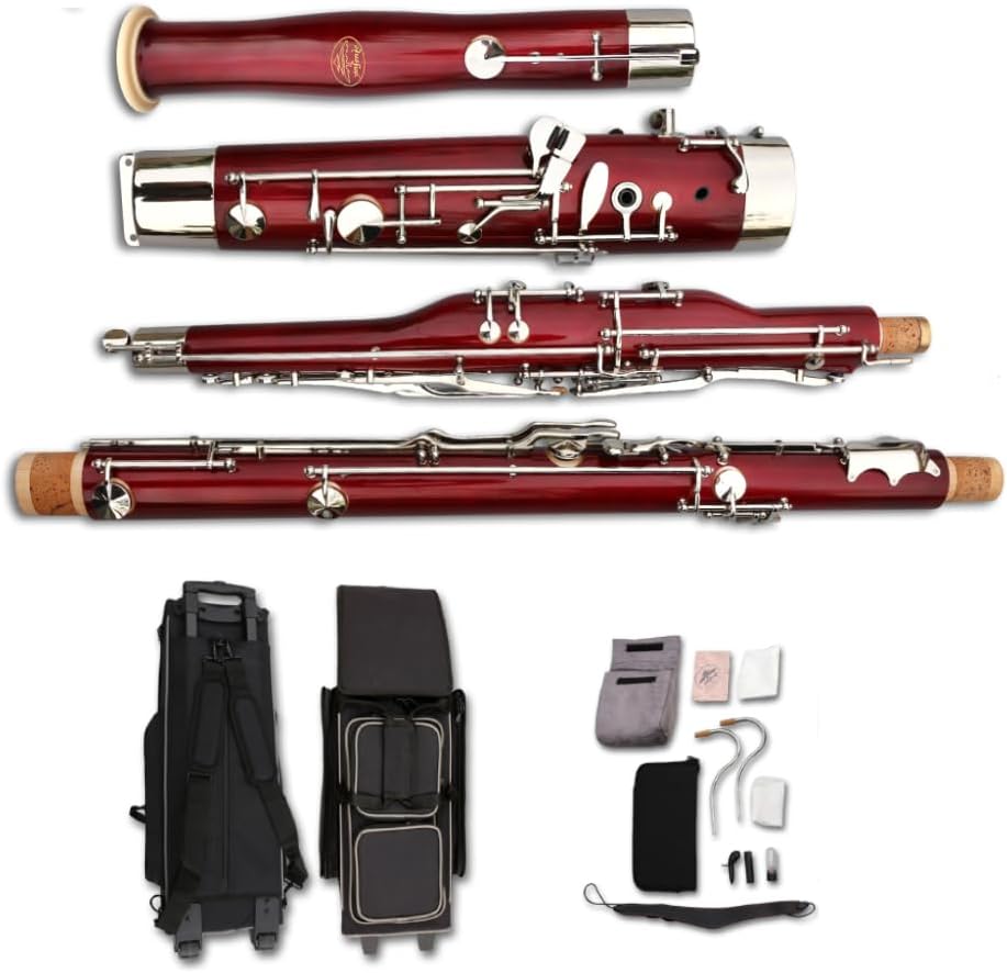 Brilliant sound Bassoon C Key 26 Keys Woodwind Instrument with Case Accessories