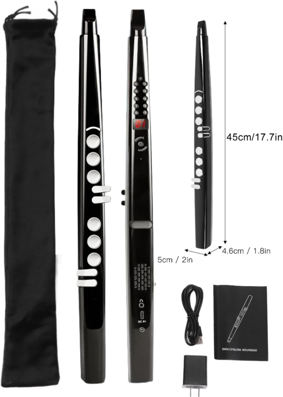 Electronic Saxophone - 13 Types of Instrumens Universal Wind Instrument, Portable Electric Blowpipe with Rise & Fall Button for Perfessional Practice