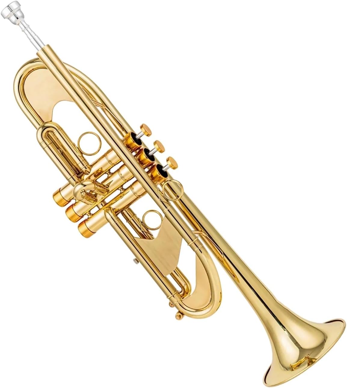 Trumpet Brass Set Adult Bb Trumpet B Key Brass Silver Plated Professional Musical Instrument With Leather Box(Gold)