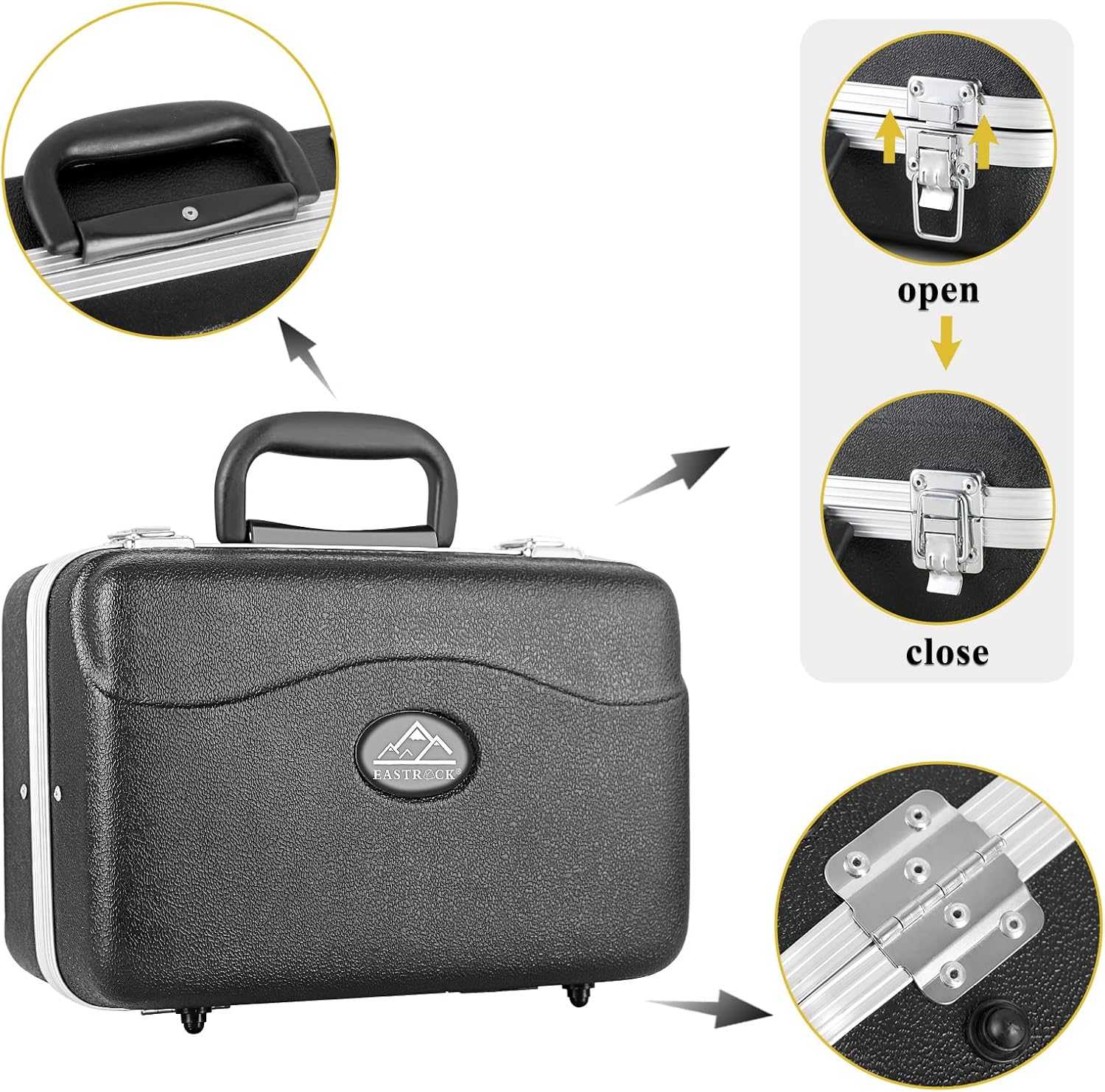 EASTROCK Pocket Trumpet Brass Bb Trumpet with 7C Mouthpiece, Hard Case, Strap, Gloves, Cleaning Kit for Students and Beginners(Black)