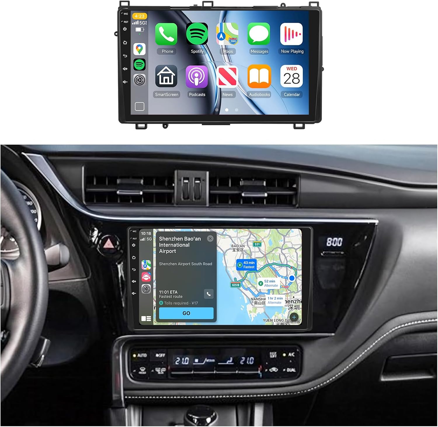 Android 15 4G+64G Radio for Toyota Corolla 2017 2018 2019 Car Stereo with Wireless Carplay Android Auto,5.0 Bluetooth DSP 32EQ,9inch 1280x720P IPS Touch Screen,FM/RDS GPS WiFi IP69K AHD Backup Camera