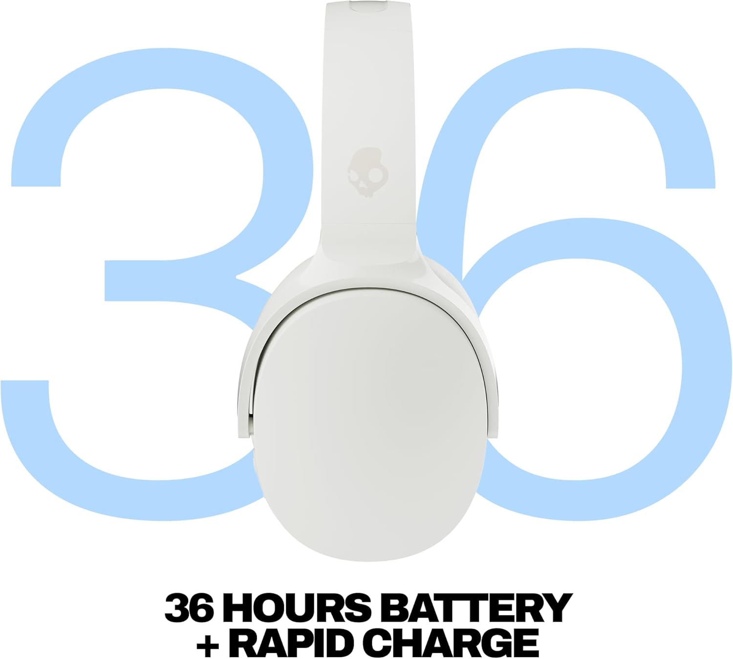 Skullcandy Hesh Evo Wireless Over-Ear Bluetooth Headphones with Extra USB-C Charging Cable, Noise Isolating, 36 Hours Battery, Foldable Lightweight Design, Microphone for iPhone Android - Bone