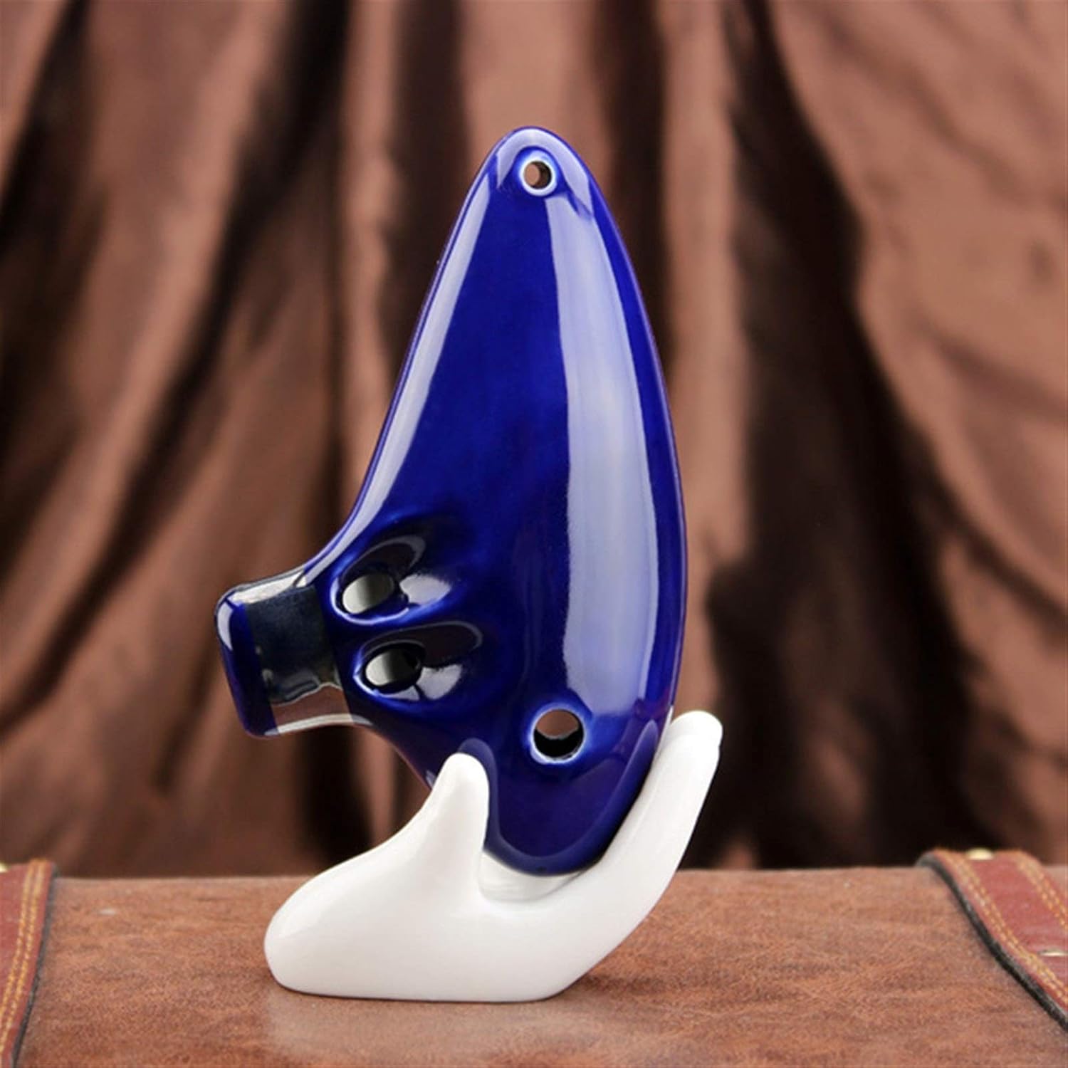 Ocarina Alto C 16 Holes Ceramic Ocarina Ocarina Flute Music Bright Glaze Pottery Woodwind Instrument (Color : Blue)