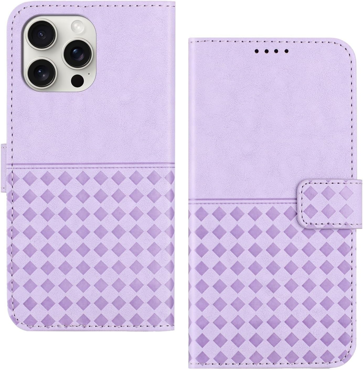 Case for iPhone 16 Pro Max/16 Pro/16 Plus/16, Magnetic Closure Anti-Theft Wallet Cover Adjustable Kickstand Drop Protection Shell(Purple,16)