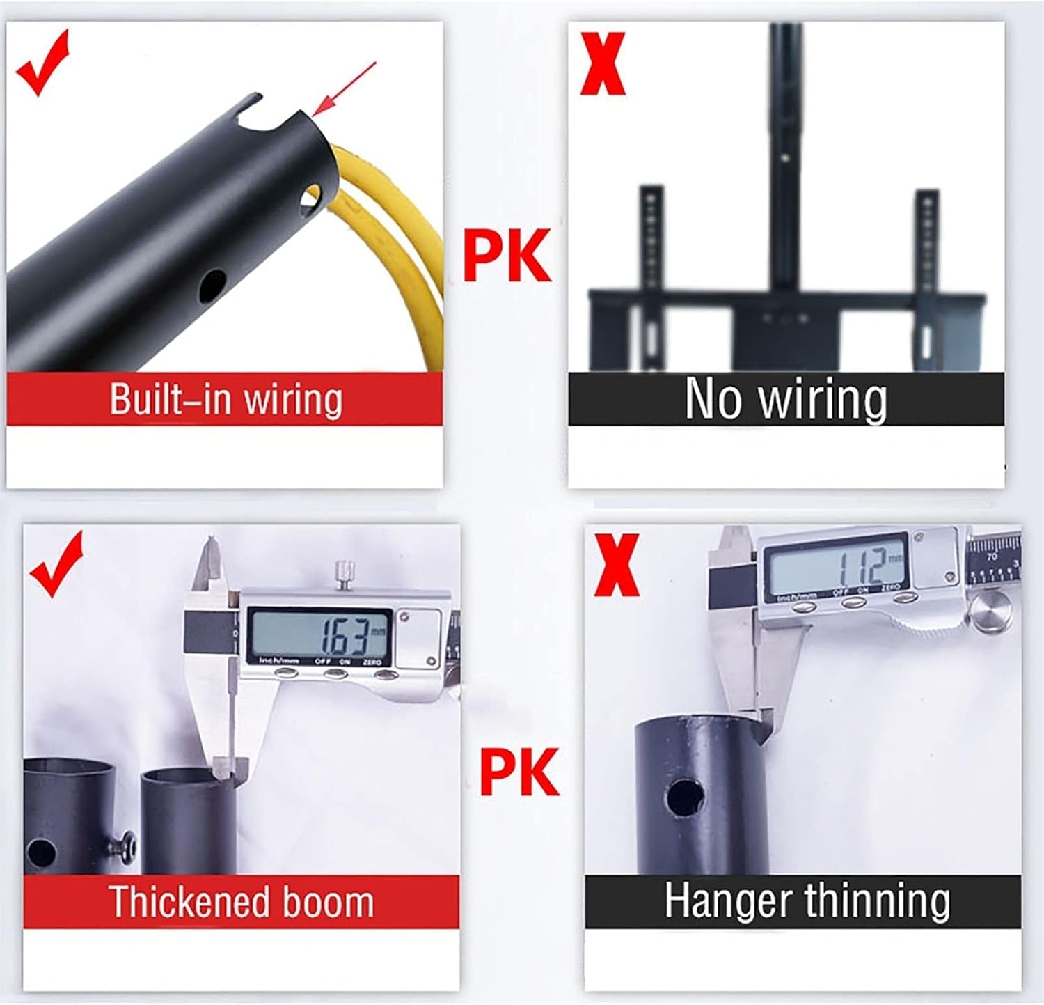 tv Wall Mount Ceiling TV Mount Bracket, 360° Rotation Tilting Swiveling TV Stand, Fits Most 32-70 Inch TVs, Max 600x400mm (Size : 1.1-1.8m) (1.1)