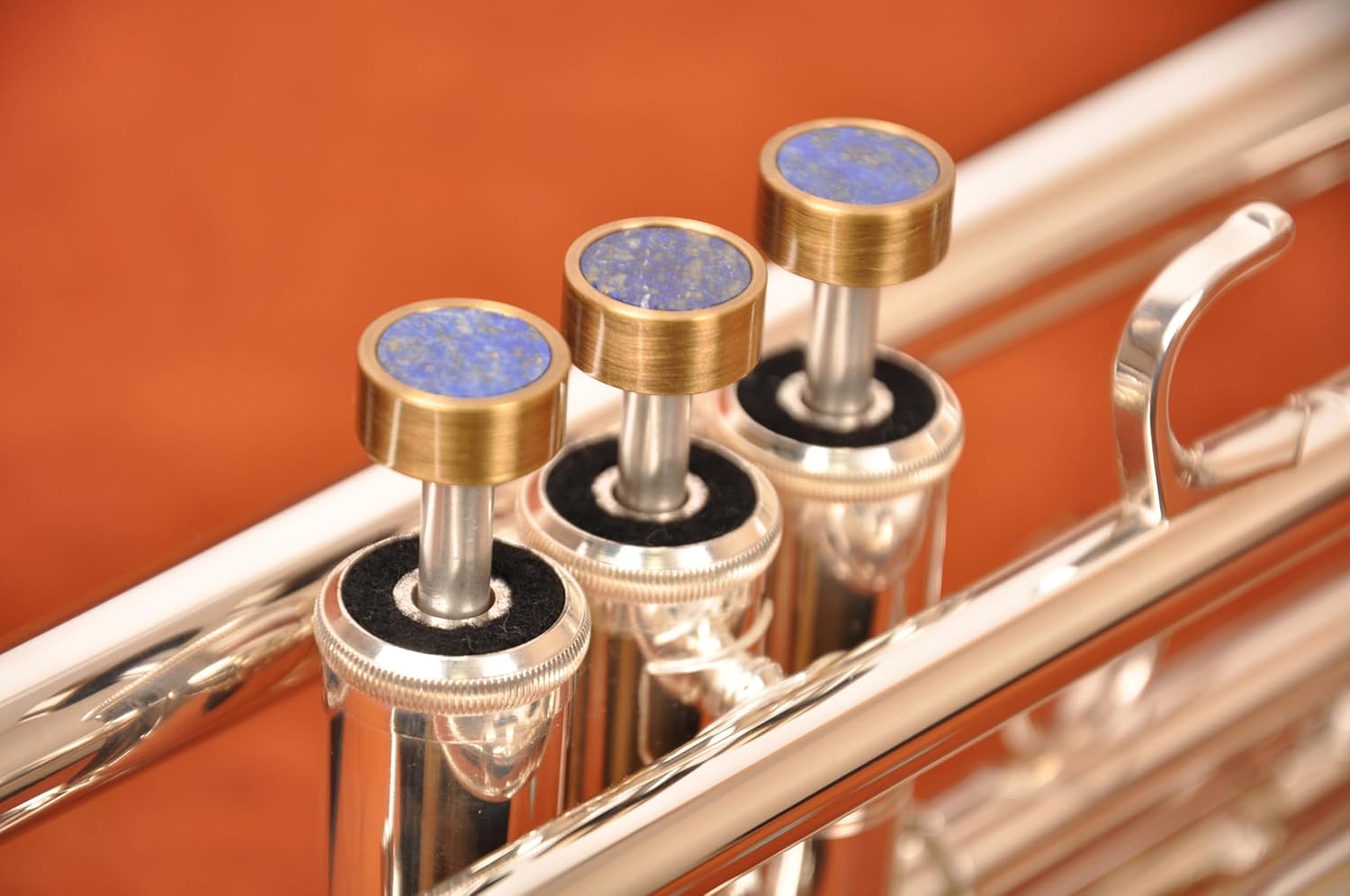 HEAVY Trumpet custom finger buttons for all Bach Stradivarius, Artisan, New York, Chicago, TR200, all Stradivarius flughelhorns, all Stradivarius cornets models (Bronze Lacquered, Lapis Lazuli)