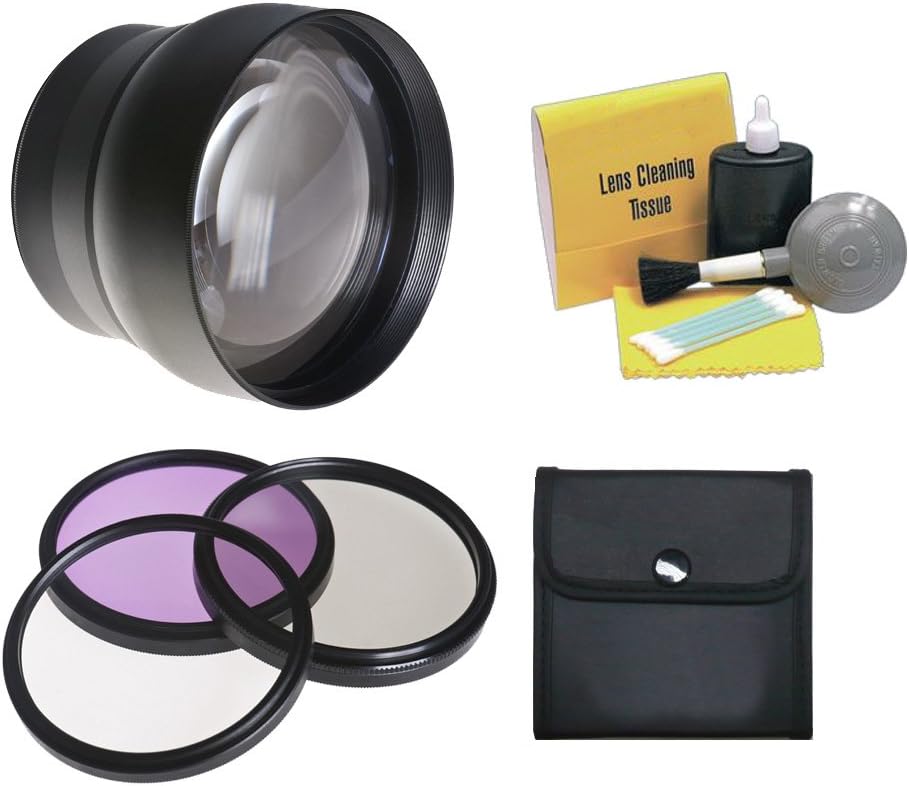 Digital Nc Sony HDR-PJ710V HD 2.2X High Definition Super Telephoto Lens + 52mm 3 Piece Filter Kit + Ring 52-58mm + Nwv Direct 5 Piece Cleaning Kit