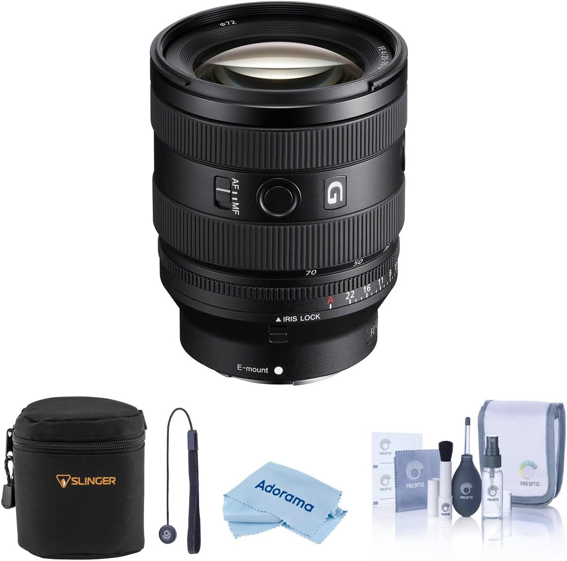 Sony FE 20-70mm f/4 G Lens for Sony E, Bundle with Soft Lens Case, Cleaning Kit and Lens Cap Tether