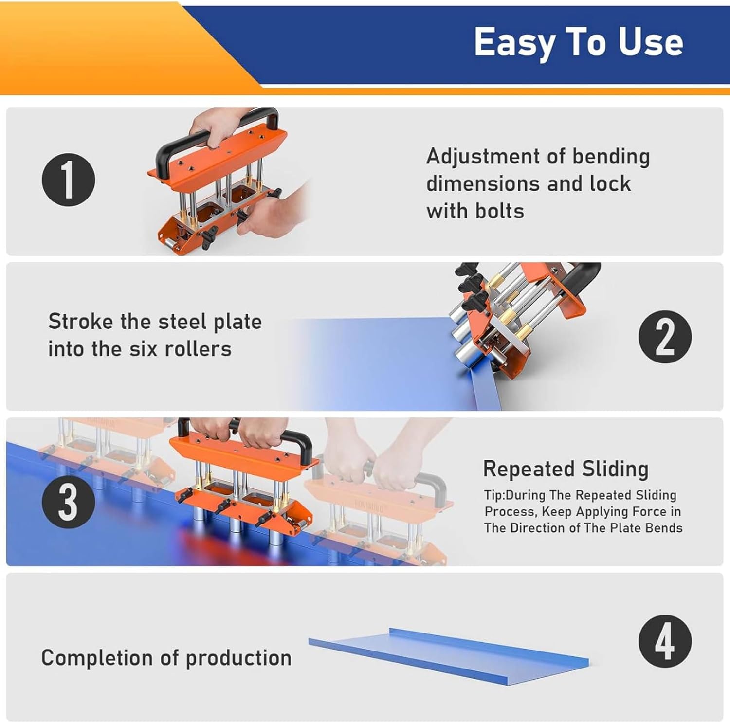Three Station Metal Sheet Roller Bender Accurate Depth with V Shaped Roller Ideal for Steel Aluminum and Copper 0-90° Bending Angle for Industrial Production and Daily