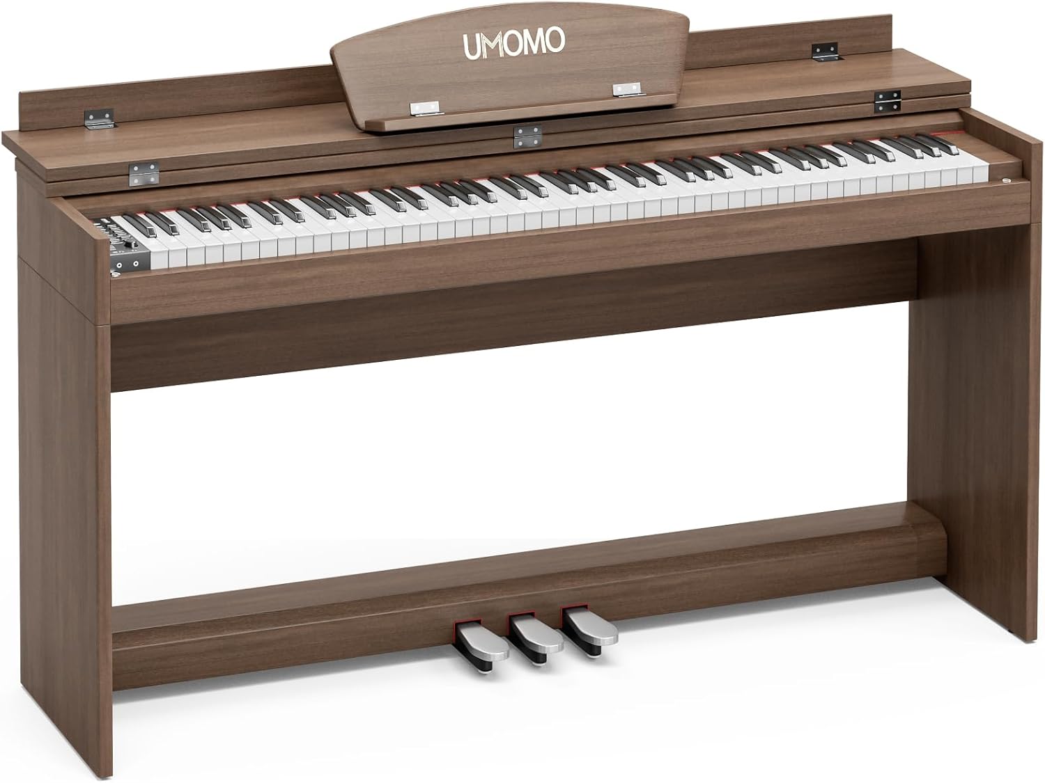UMOMO U-710 88 Key Digital Piano Keyboard, Full Size Electric Piano with Piano Stand, Headphone Jack, 3 Pedal, Electronic Piano for Beginner, Adults, Walnut