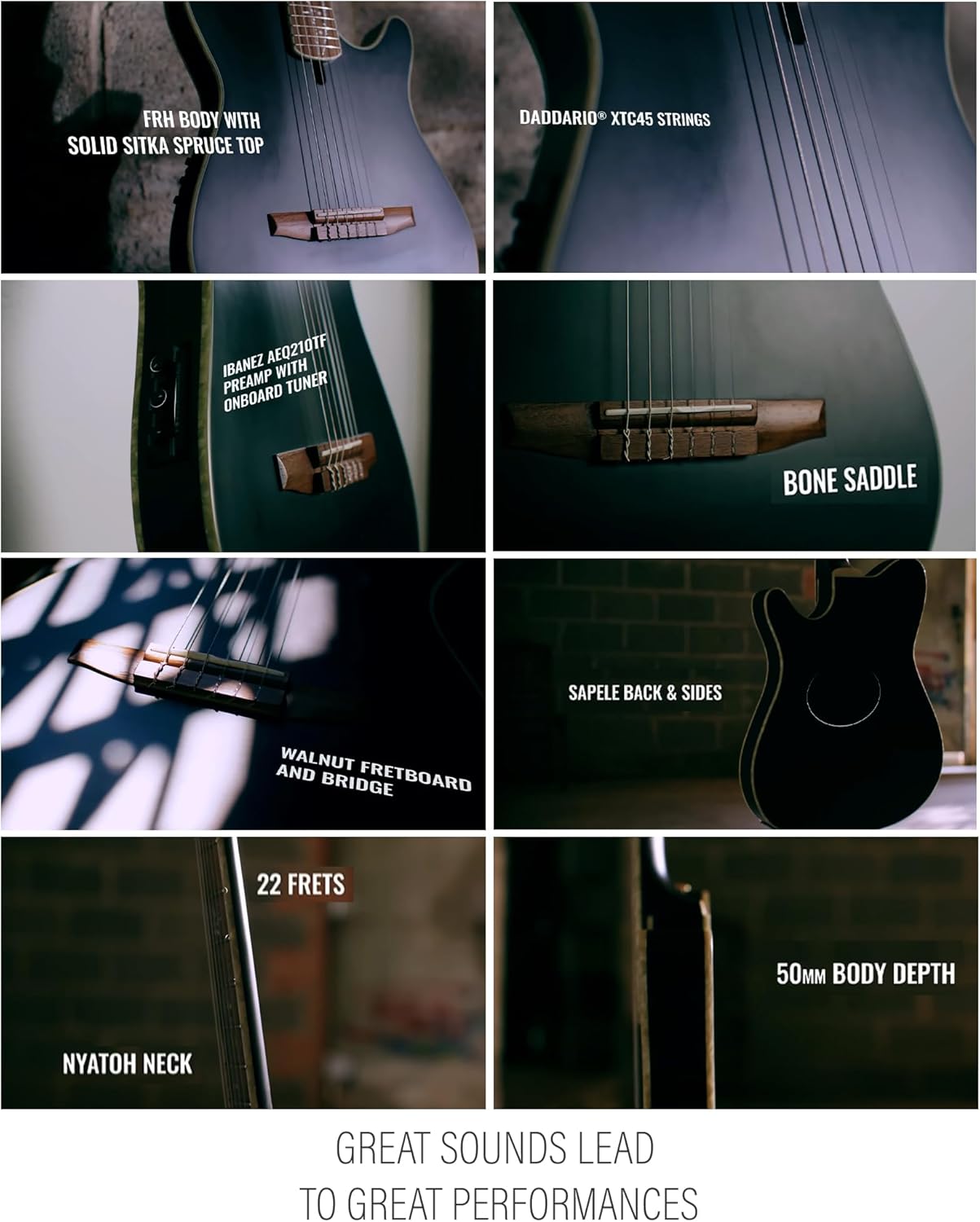 Ibanez TOD10N Tim Henson Nylon Acoustic-Electric Guitar - Transparent Black Flat Bundle with Case, Tuner, Strap, Strings, Picks, Austin Bazaar Instructional DVD, and Polishing Cloth