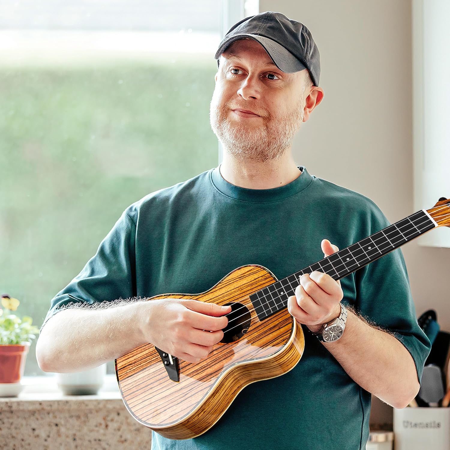 Caramel 26inch CT103 Zebrawood High Gloss Tenor Electric Ukulele Professional Ukelele Kit Beginner Guitar Starter Bundle Strings, Padded Gig Bag, Strap