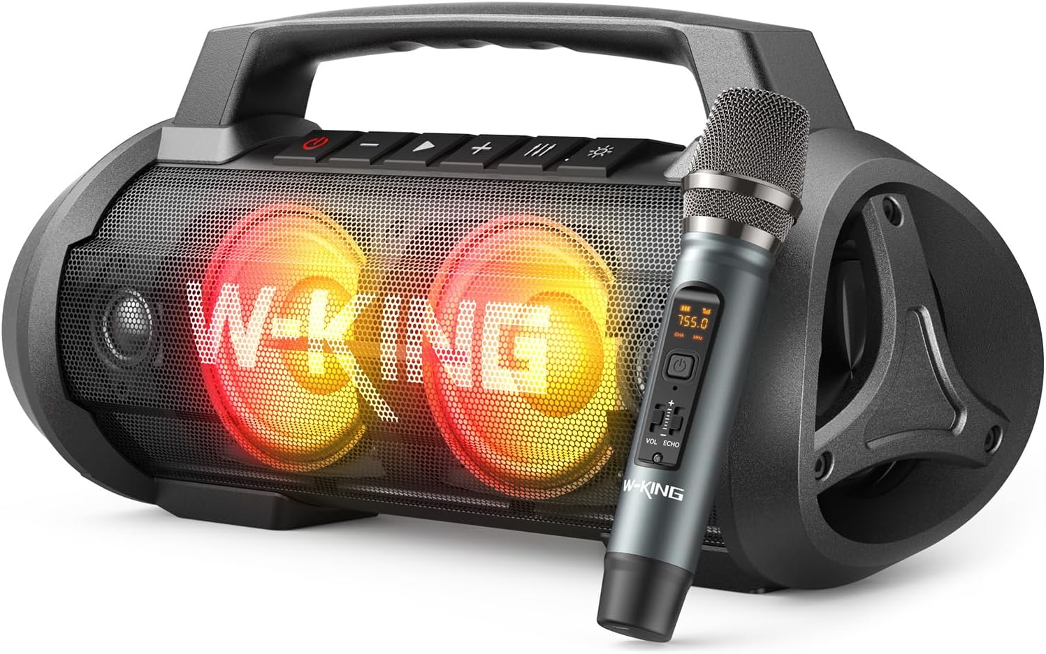 W-KING Portable Bluetooth Speaker with Wireless Microphone, 120W Peak 70W RMS Waterproof Speakers with Subwoofer Outdoor Speakers Bluetooth Boombox/42H/Bass Up/DSP/AUX/Stereo Pairing
