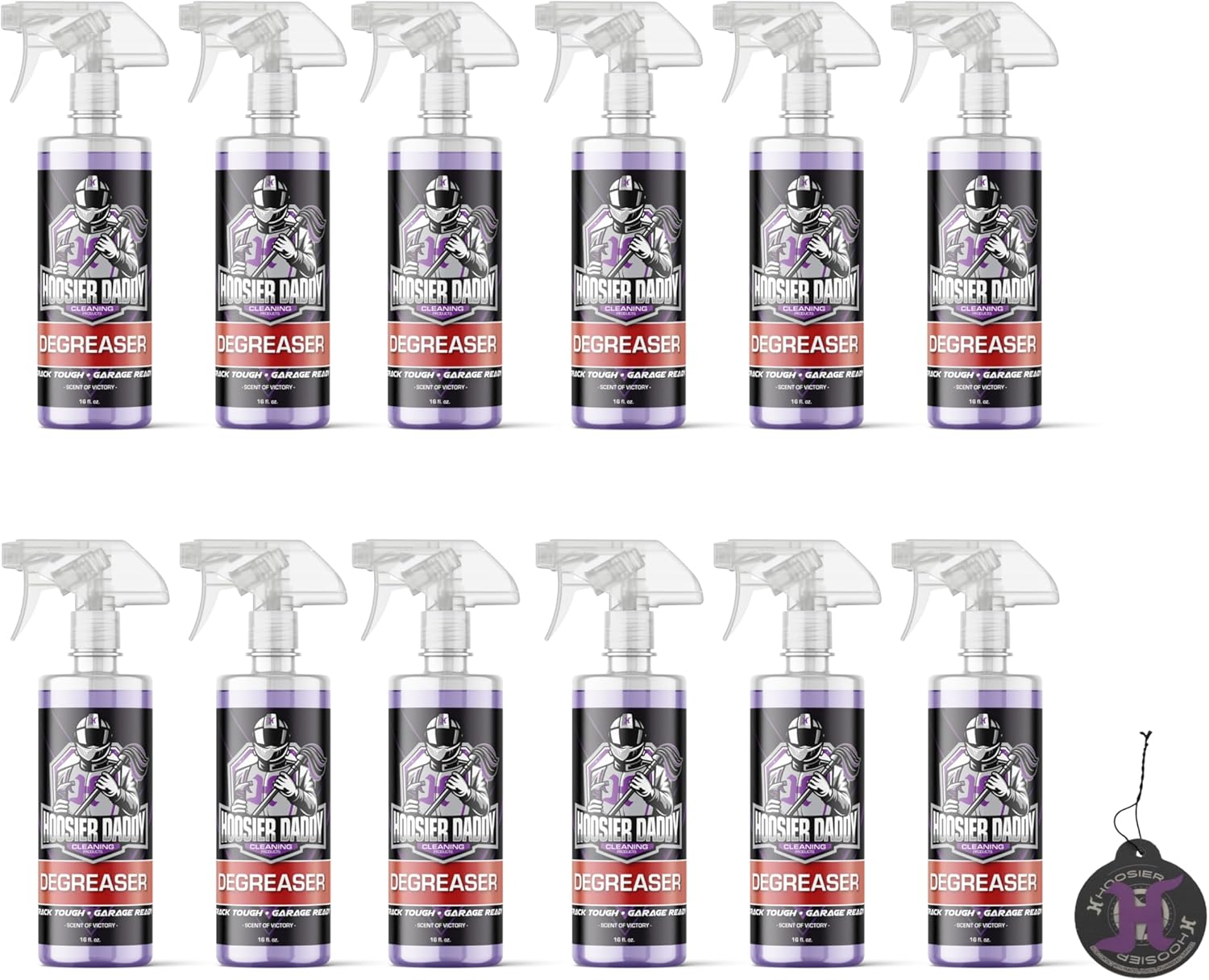 Hoosier Daddy 16oz Degreaser - Ultra-Tough Formula Destroys Grease, Oil, & Grime - Perfect for Cars & Garages + Air Freshener (12-Pack)