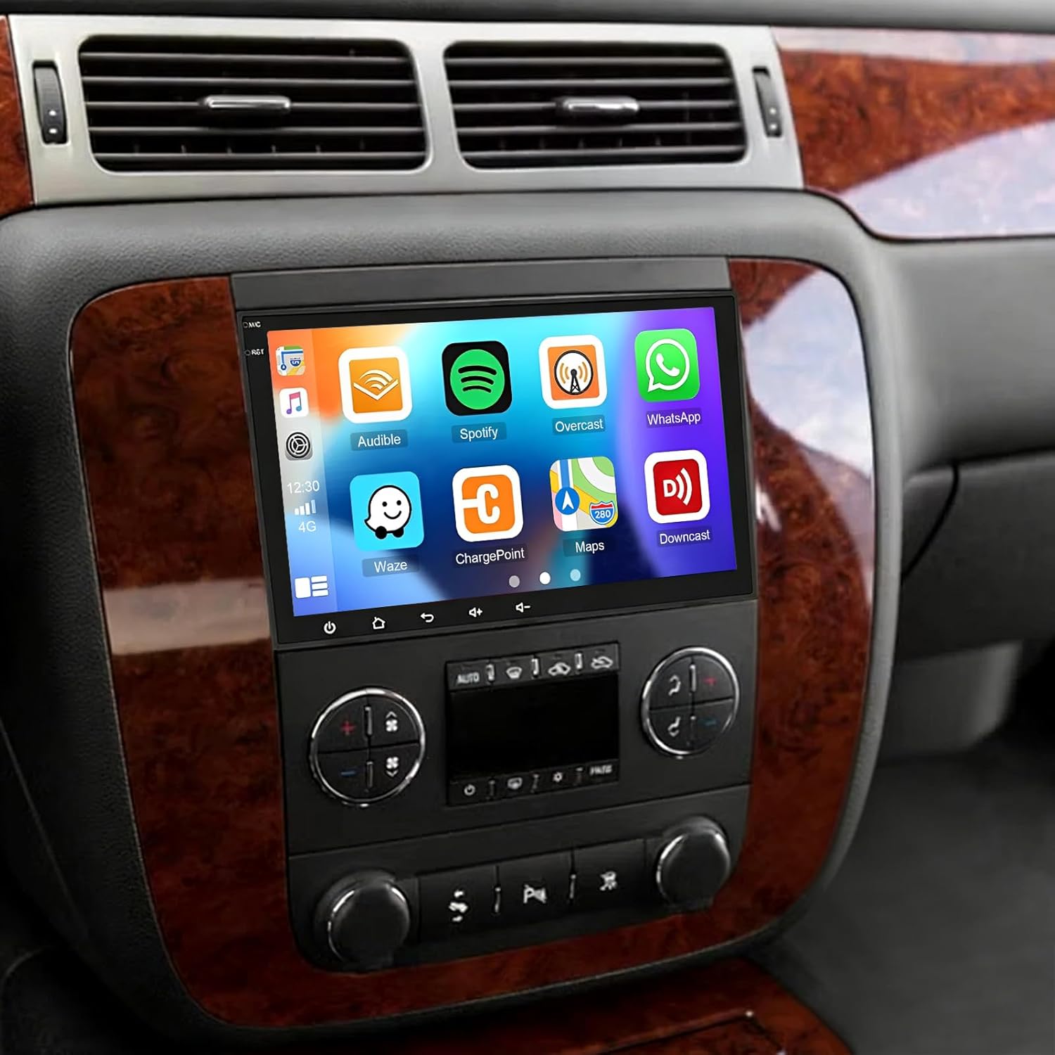 Car Stereo Radio Compatible for Chevrolet Avalanche 2007-2013 with Carplay Android Auto GPS Navigation 8in Touchscreen Car Radio Player with Bluetooth Wifi SWC Mirror Link Split Screen + Backup Camera