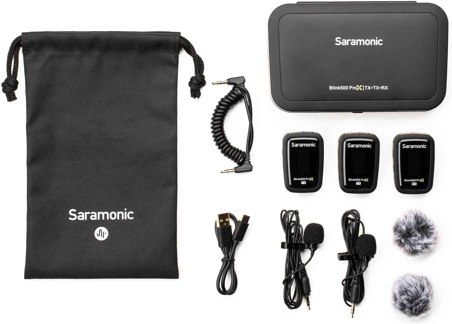 Saramonic Blink 500 Pro X B2 2-Person Wireless 2.4GHz Clip-On Microphone System with Lavaliers for Cameras, Mobile & More, Black