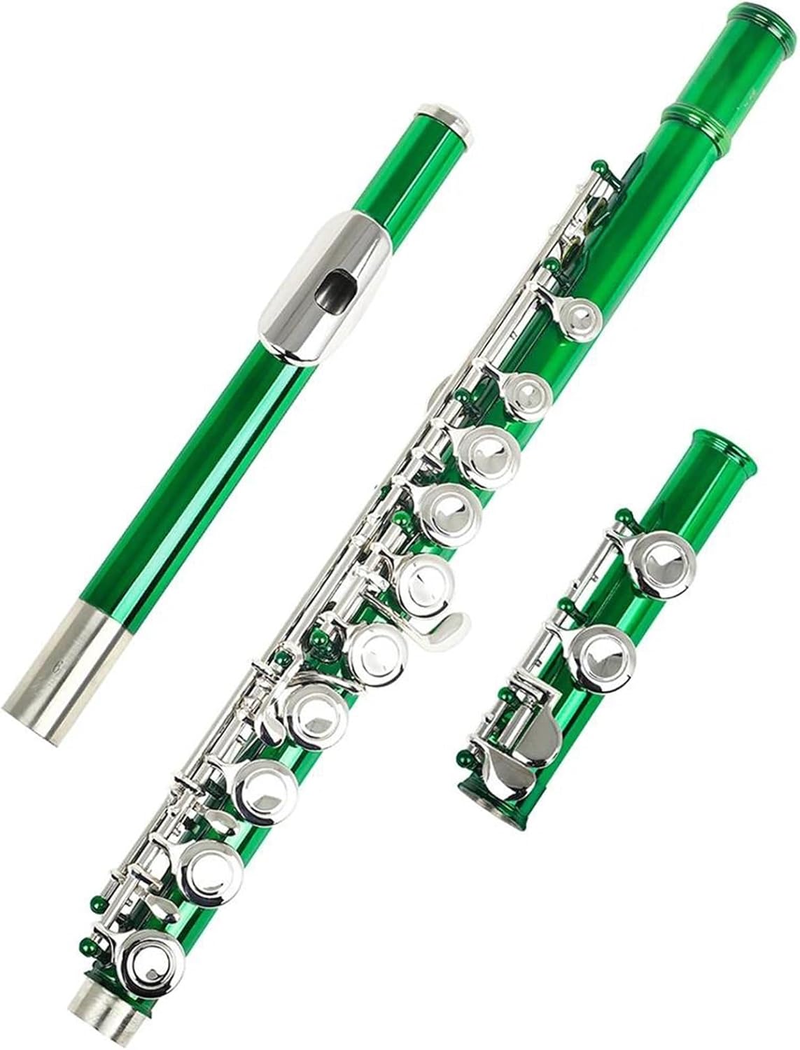 Cross Flute 16 Holes Closed Hole Green Transverse Flute C Tone Cupronickel Woodwind Musical Parts Accessories