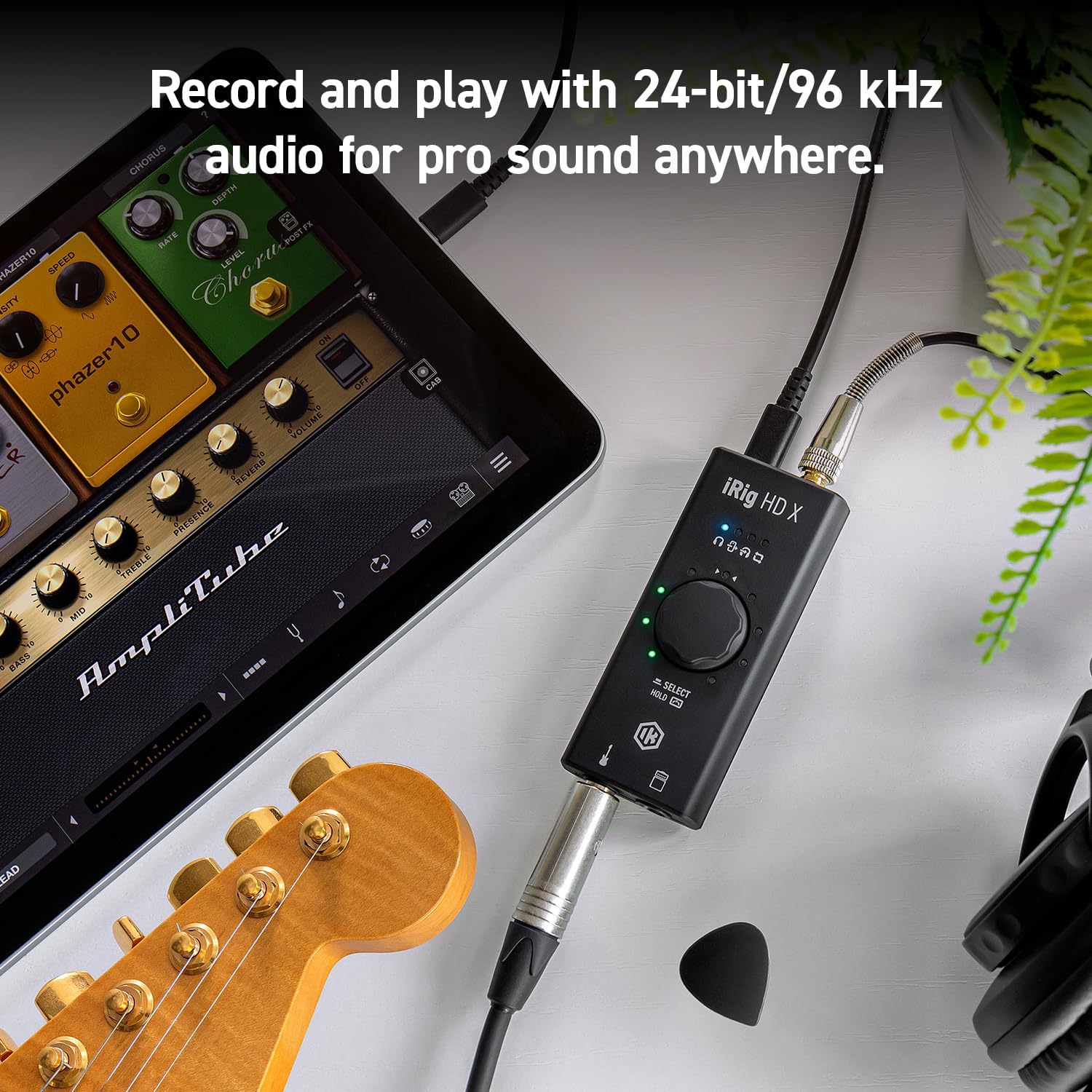 IK Multimedia iRig HD X Guitar Audio Interface - 96 kHz Music Recording, 24-bit, For iPhone, iPad, Mac, iOS, And PC With Lightning Cable, USB-C, Guitar Accessories, Recording Studio Equipment