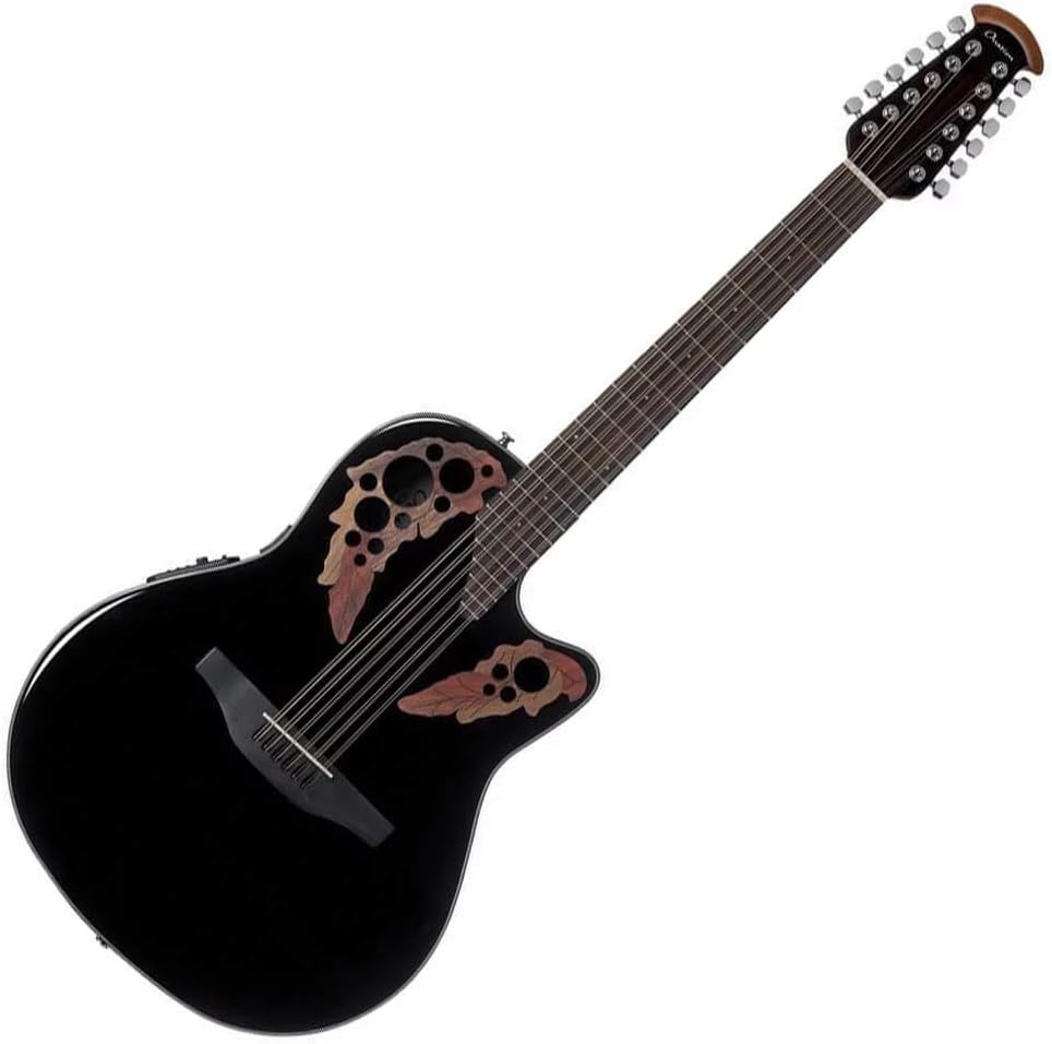 Ovation Celebrity Collection 12-String Acoustic-Electric Guitar, Right, Black, Mid Depth Body (CE4412-5)