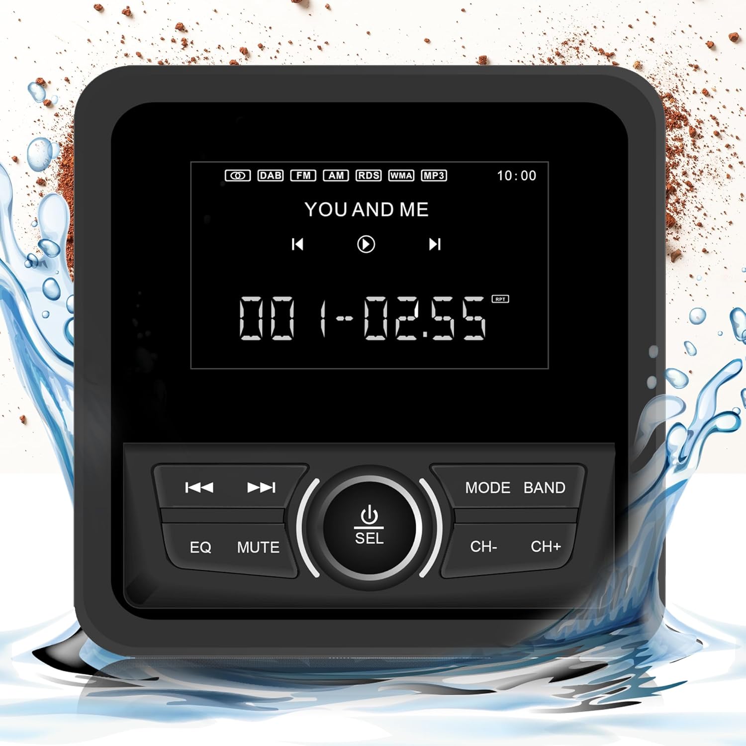 Gravity MGR3 Marine Stereo Receiver with 200W, Multi-Mode Playback (USB, SD, AUX, FM), Remote Control, Works with Bluetooth, and Weatherproof Design for Cars, Boats, ATVs, Motorcycles, and RVs.