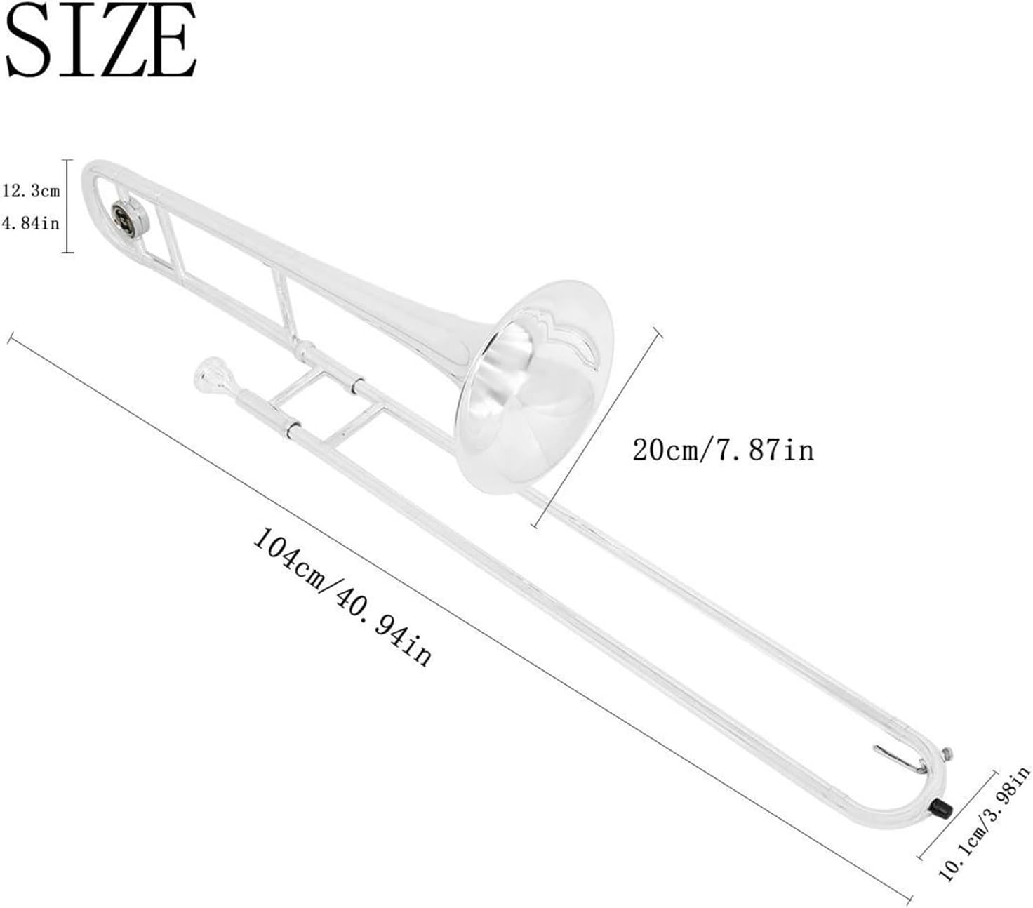 Adult Trombone Instrument Bb Alto Slide Trombone For Beginners Brass Plated Instrument With Gloves Set(Silver set)