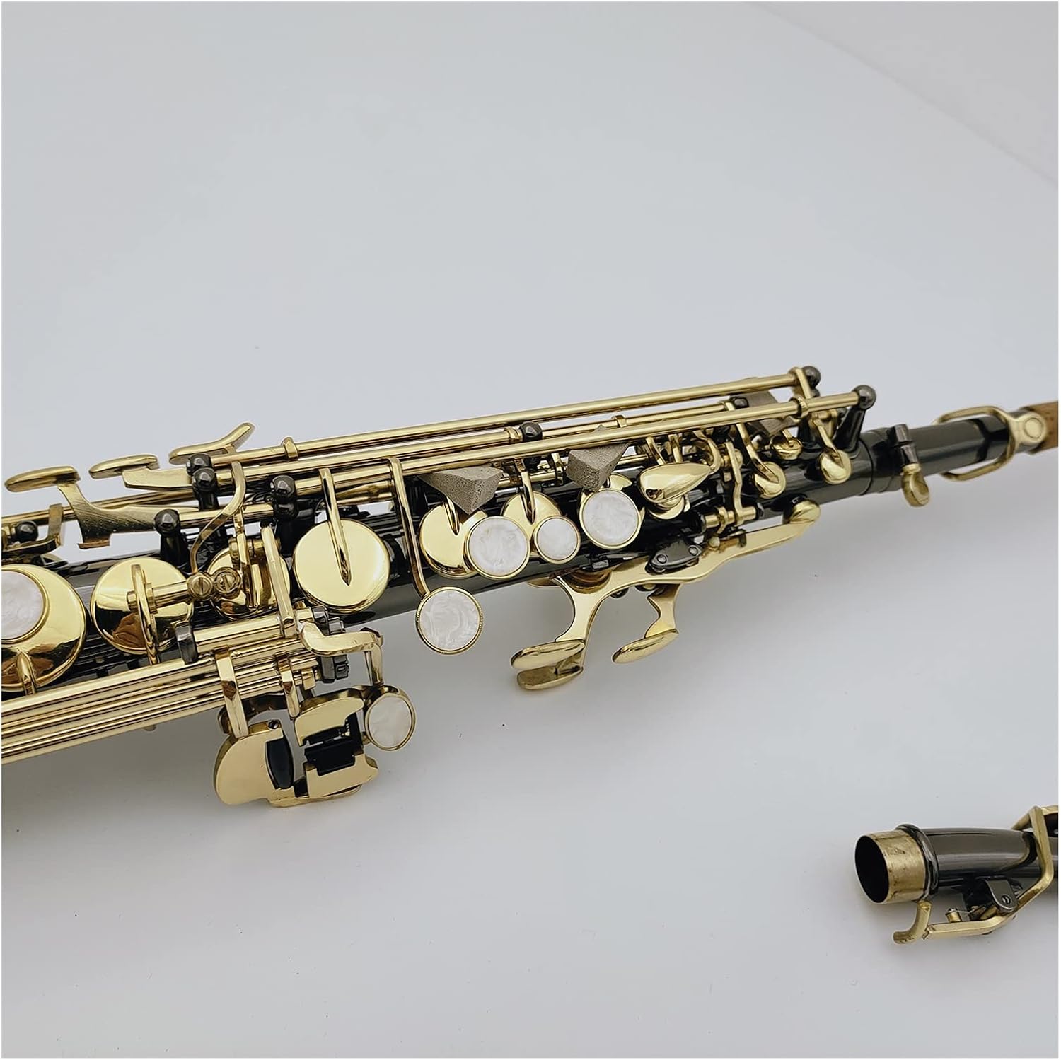 Saxophone Set Soprano Saxophone B Flat Black Nickel Plated Wind Instrument with Mouthpiece Gold Key Case Student Saxophone