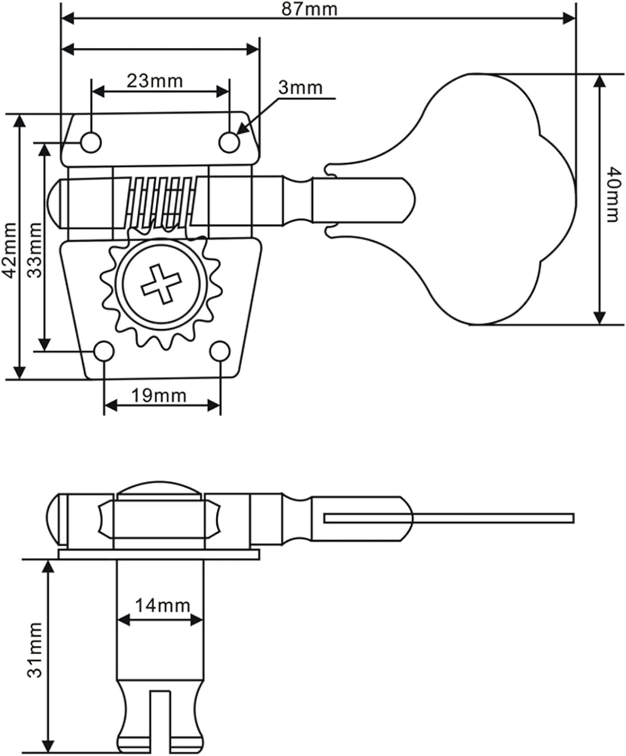 KESHUO 4L for Left-Handed Bass Set of Open Gear Electric Bass Machine Heads Tuning Keys Pegs Tuner Machine Heads Knobs (Color : Gold)