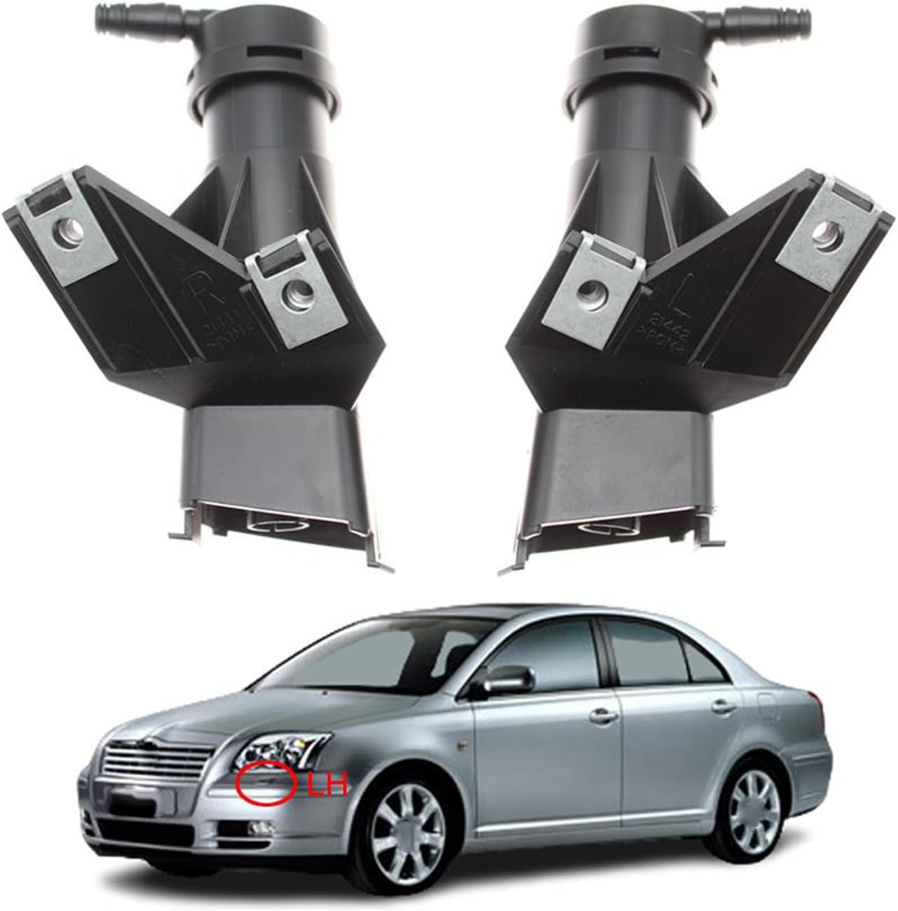 Car Headlight Washer Nozzle 2Pcs Car Headlight Washer Nozzle Head Light Cleaning Jet Pump 85208-05010 85207-05010 Water Sprayer for Avensis T25 2003-2005