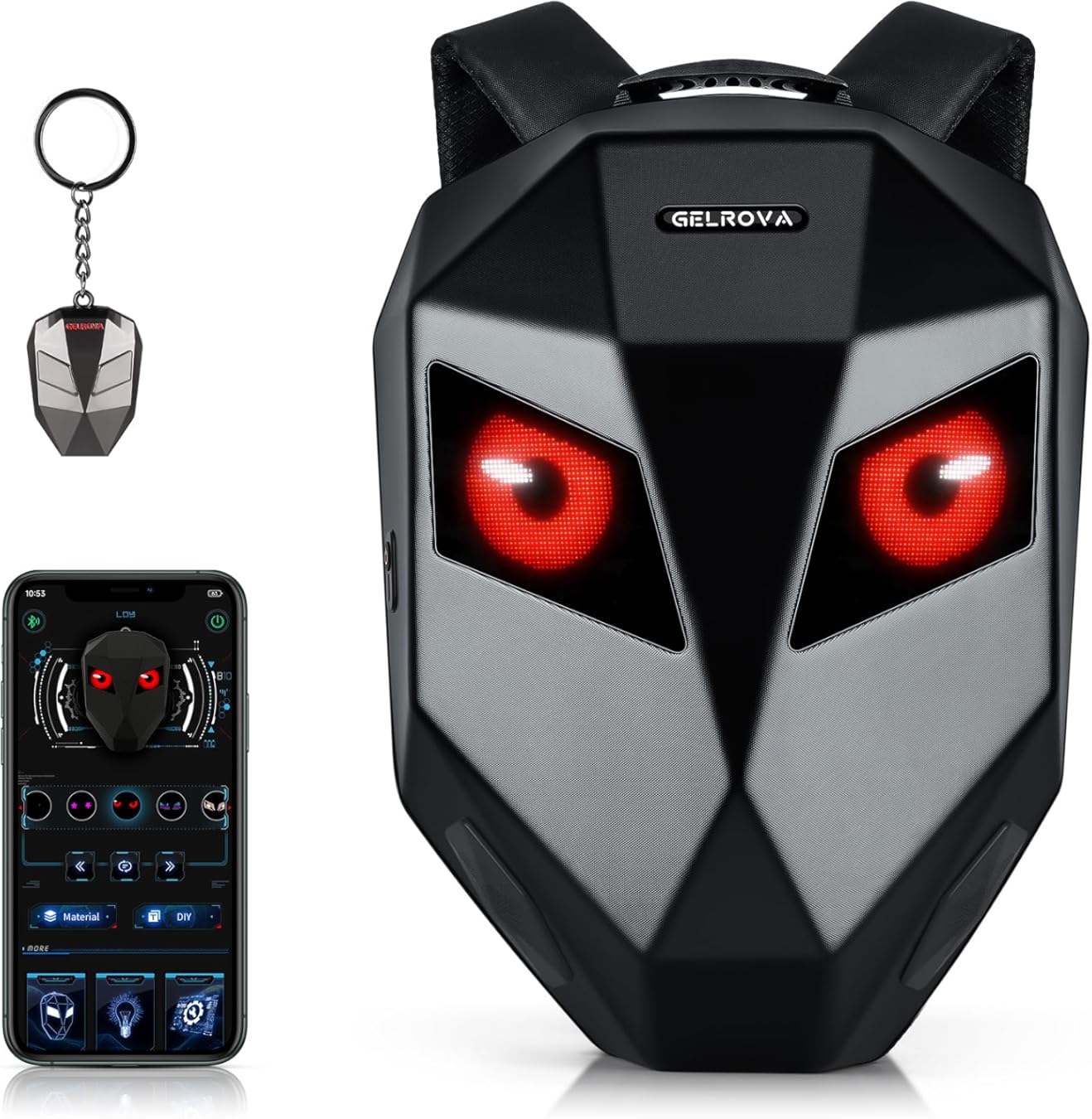 Gelrova Music Cycling Backpack [Battery not included] - LED Bicycle Backpack With Speakers, Expandable Helmet Storage (14.8L→25.2L) for Scooter, 15-16