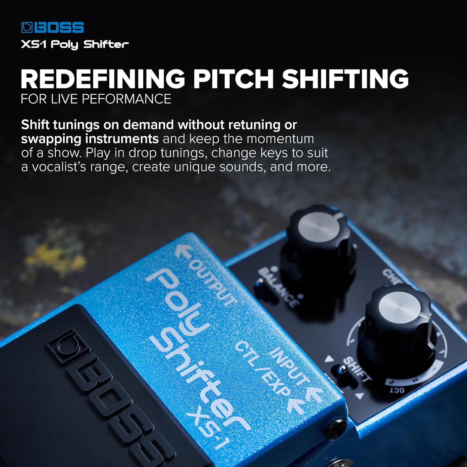 BOSS XS-1 Poly Shifter | Compact Pitch Shifting Pedal | Class-Leading Quality | Change Guitar/Bass Pitch Across 7 Semitones or 3 Octaves | Natural Feel & Response | Connect External Footswitches