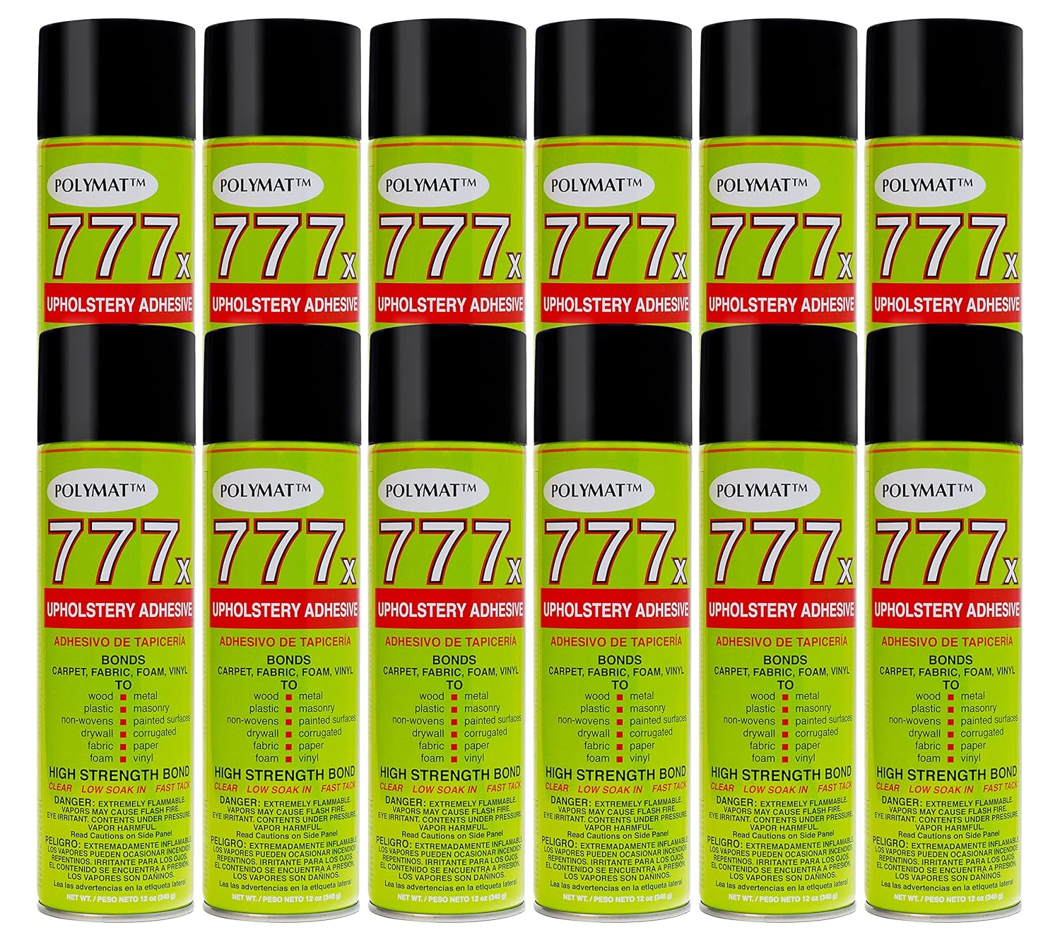 12 12oz Glue Cans Polymat 777 Spray Adhesive Compatible with AUTO/Marine/RV/Plane Upholstery