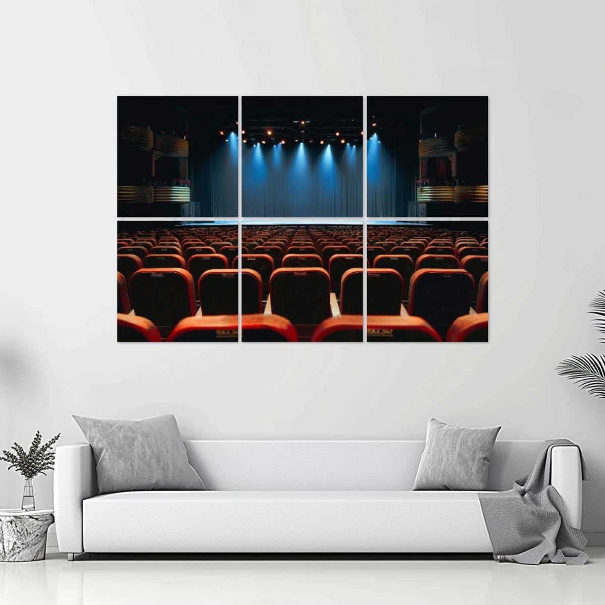 6 Pack Art Acoustic Panels empty vintage seat auditorium theater stage Soundproof Wall Panels, 48