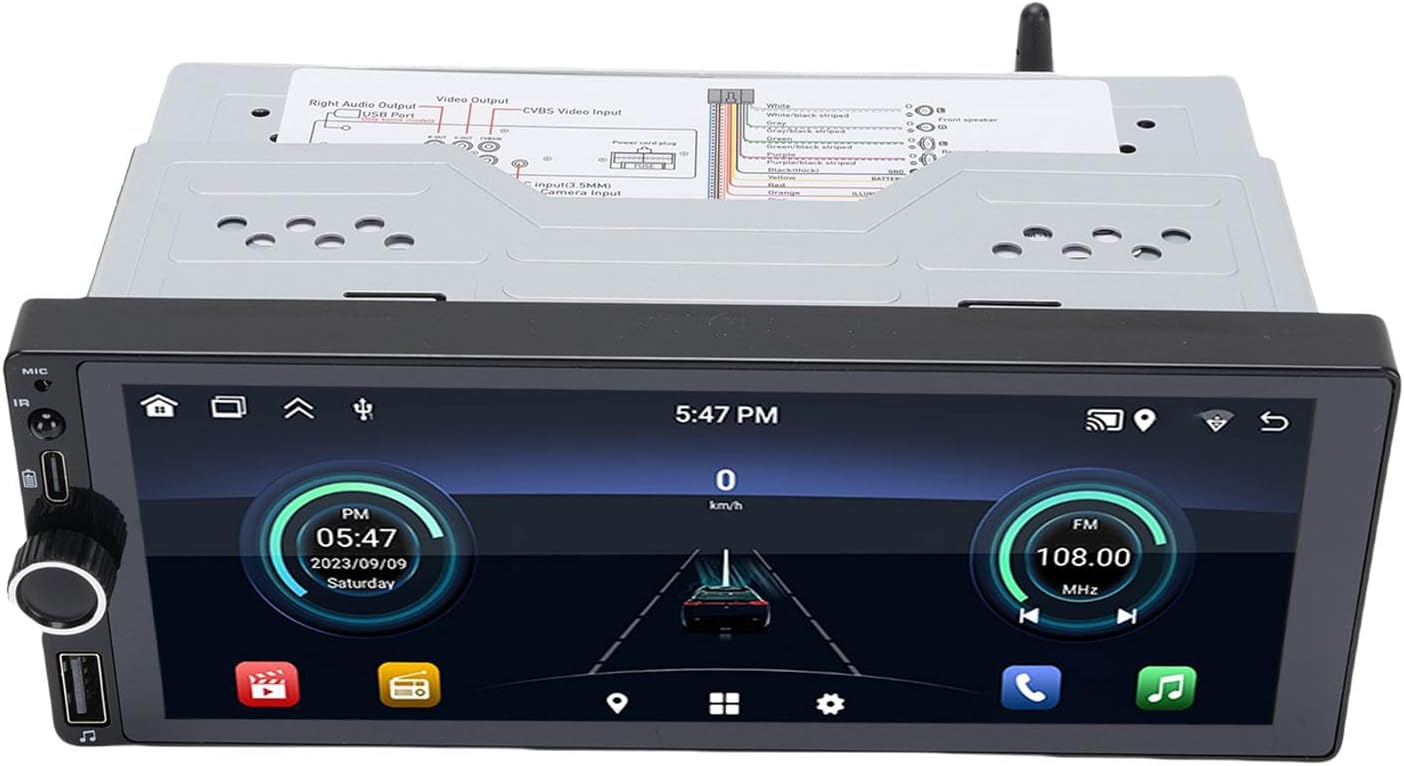 Yoidesu Single Din Car Stereo with Wireless Car Play & Android Auto, 6.86 Inch Touch Screen Head Unit with 1080P Backup Camera, Cars Radio Supports Bluetooth WiFi (1+32GB)