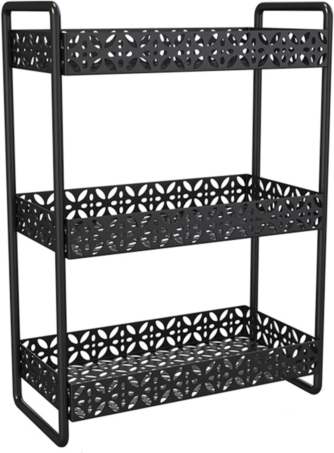 XXIOJUN Bathroom Shelf, Cosmetic Storage Iron Thickened Steel Light Luxury Phnom Penh Waterproof and Moisture-Proof Stable Multi-Layer Storage, 3 Colors 3 Sizes (Color : Black, Size : 36x16x46cm)