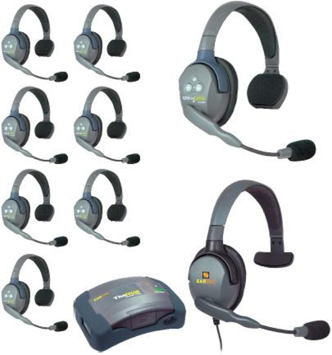 Eartec HUB9SMXS Ultralite and HUB 9 Person Headset System with 8 ULSR, 1 Max 4G Single