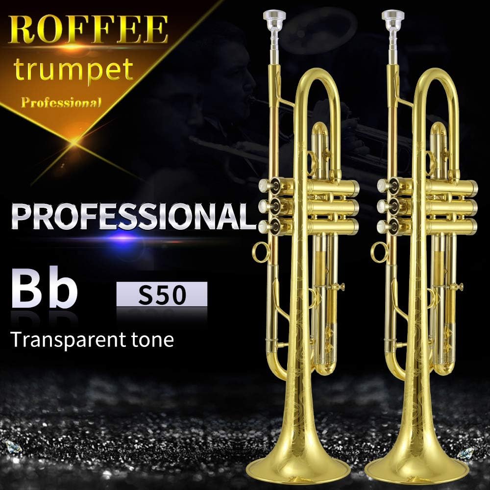 S50 beginner student level brass body gold lacquer Bb tone trumpet