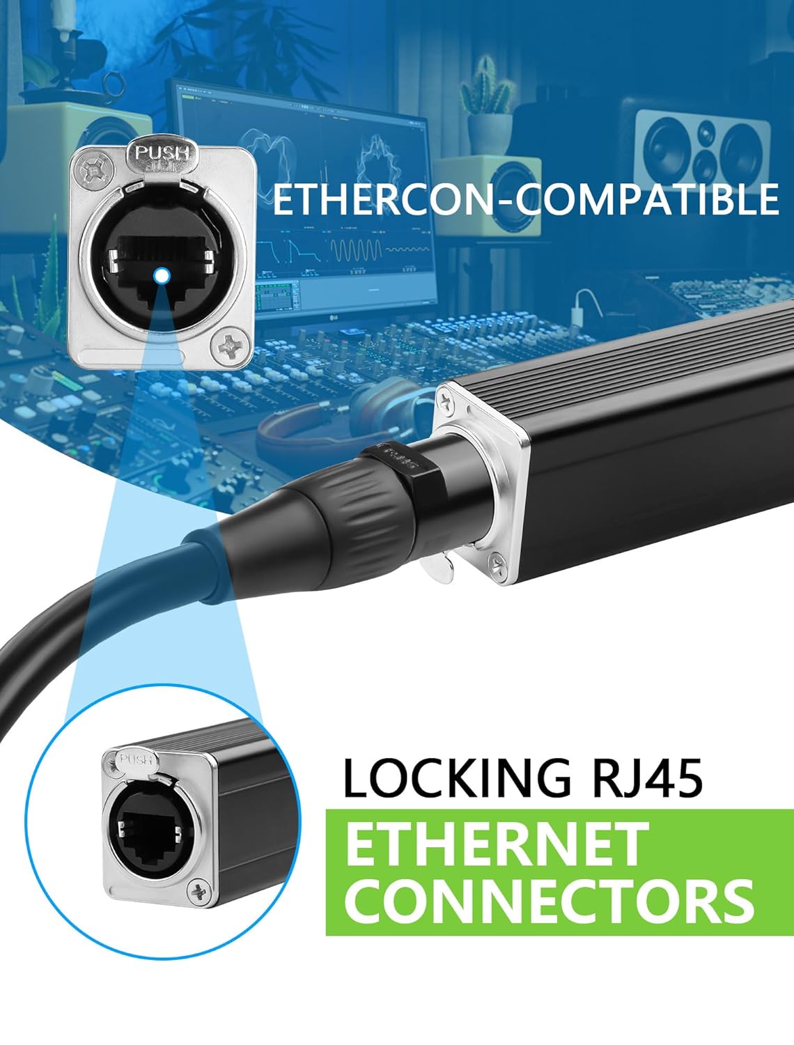 CERRXIAN 4 Channel Multi Snake 3Pin XLR to Ethercon-Compatible RJ45 Cat5/Cat6 Ethernet Breakout for ​Live Stage Audio, Sound, Lighting, Audio Recording Studio (1 Pair: Male&Female) - 2.6FT